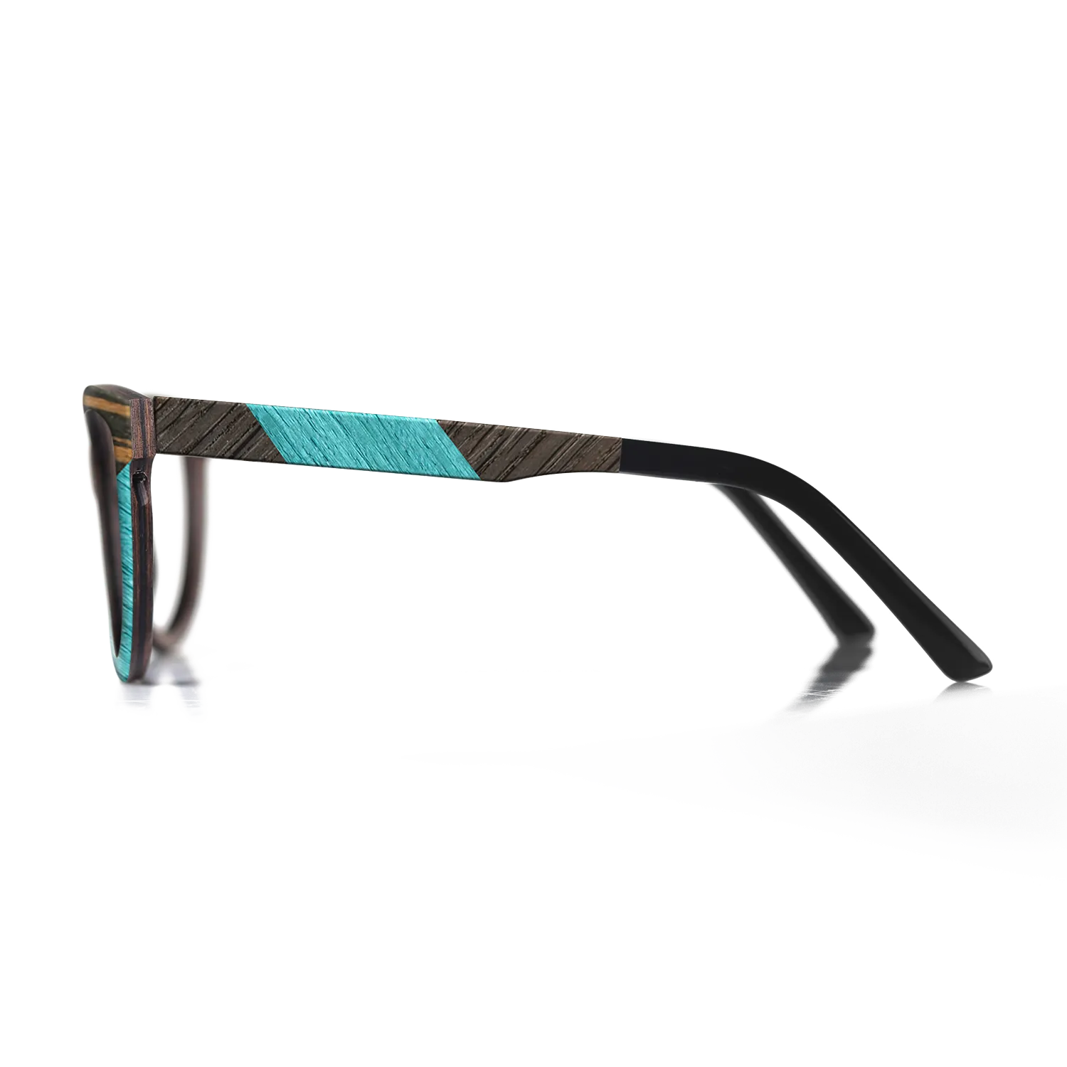 Fumed Oak,Italian Ebony,Poplar Dyed: Turquoise: Geometric - The Sage - Block - SIRIS wood optic