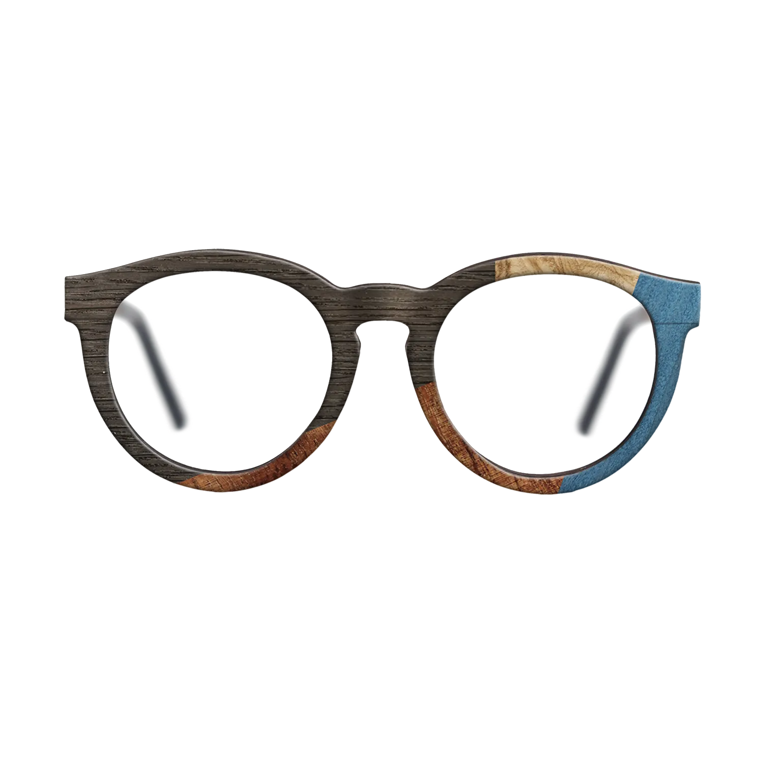 Fumed Oak,Olive Burl,Koa,Poplar Dyed: Blue Denim: Geometric - The Rebel - Round - 1005 - SIRIS wood optic