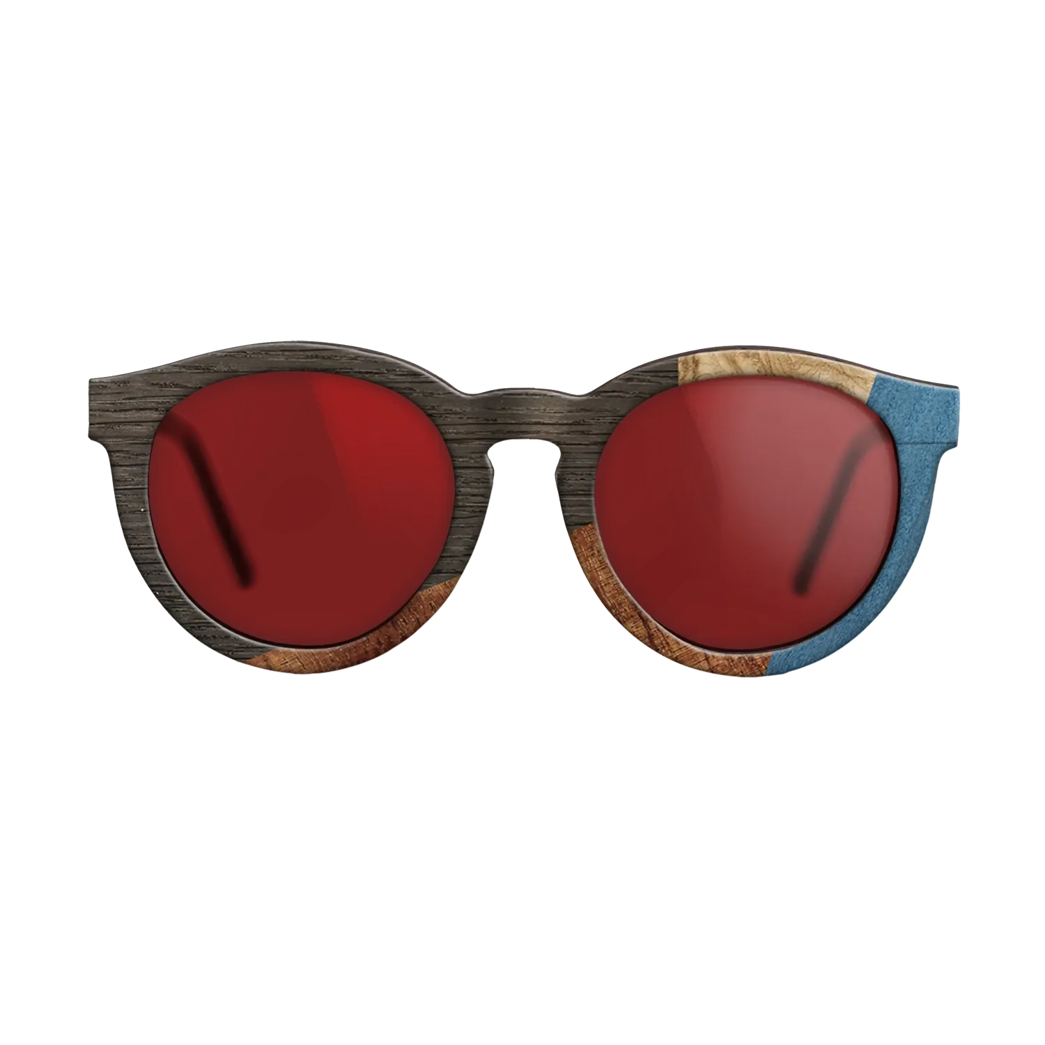 Fumed Oak,Olive Burl,Koa,Poplar Dyed: Blue Denim: Geometric - The Rebel - Round - 1005 - SIRIS wood optic