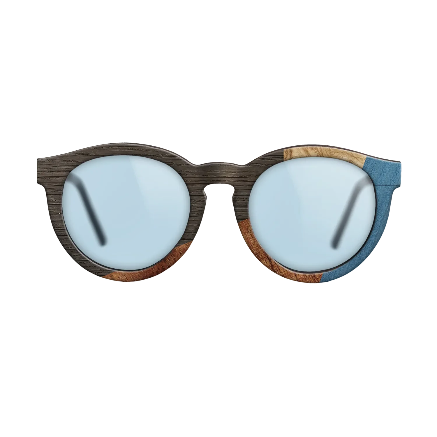Fumed Oak,Olive Burl,Koa,Poplar Dyed: Blue Denim: Geometric - The Rebel - Round - 1005 - SIRIS wood optic