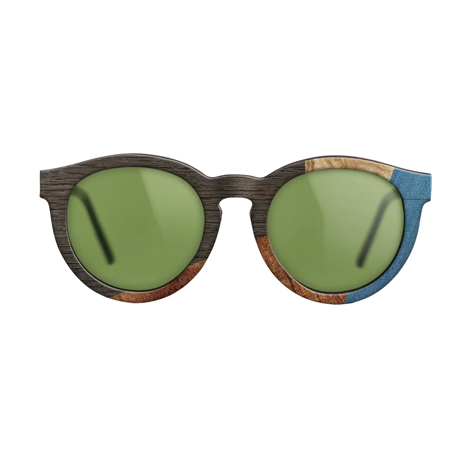 Fumed Oak,Olive Burl,Koa,Poplar Dyed: Blue Denim: Geometric - The Rebel - Round - 1005 - SIRIS wood optic