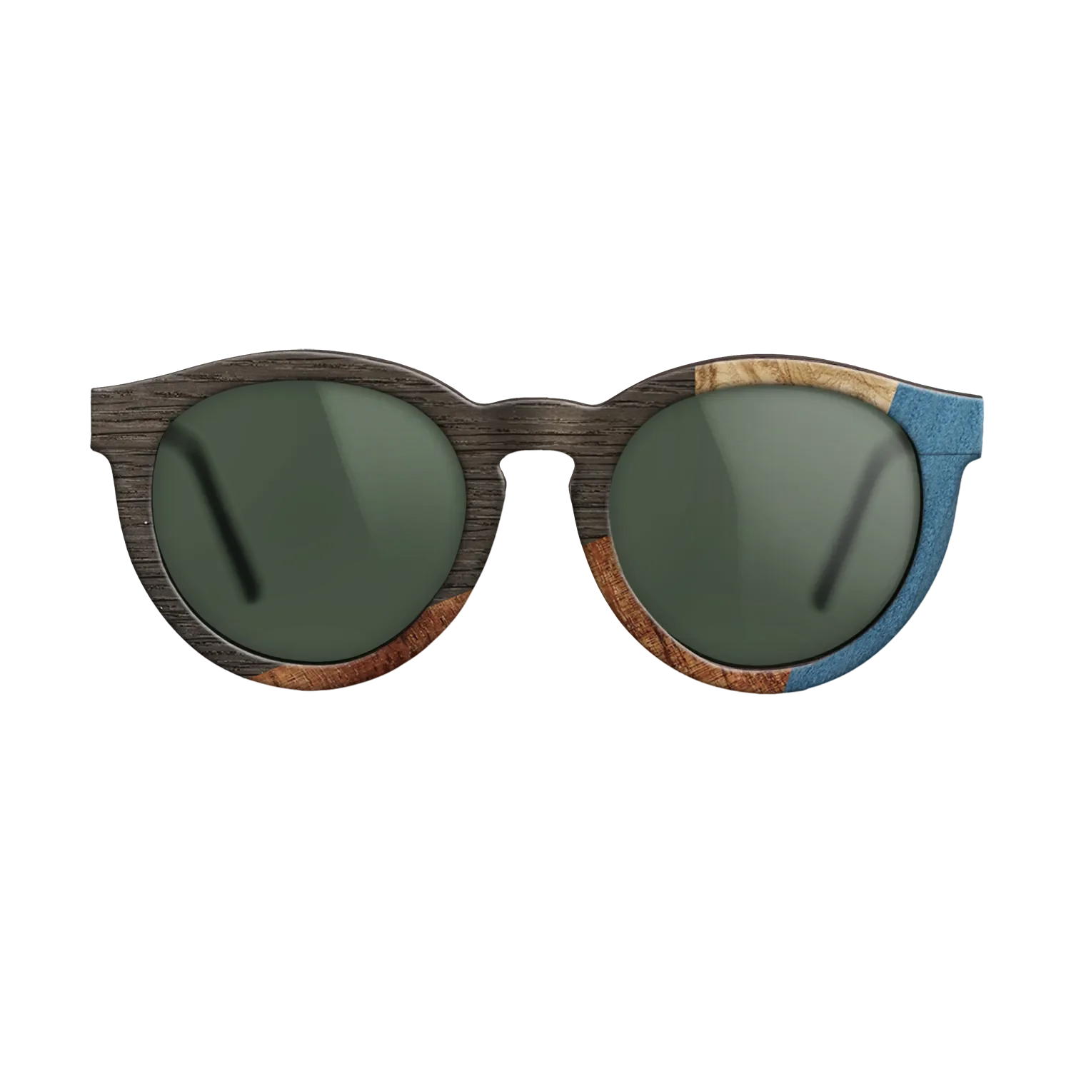 Fumed Oak,Olive Burl,Koa,Poplar Dyed: Blue Denim: Geometric - The Rebel - Round - 1005 - SIRIS wood optic