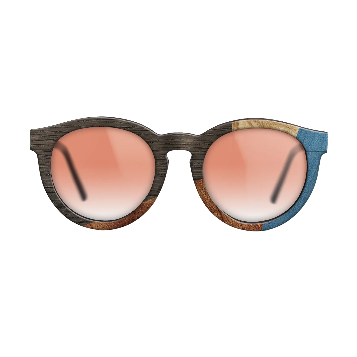 Fumed Oak,Olive Burl,Koa,Poplar Dyed: Blue Denim: Geometric - The Rebel - Round - 1005 - SIRIS wood optic