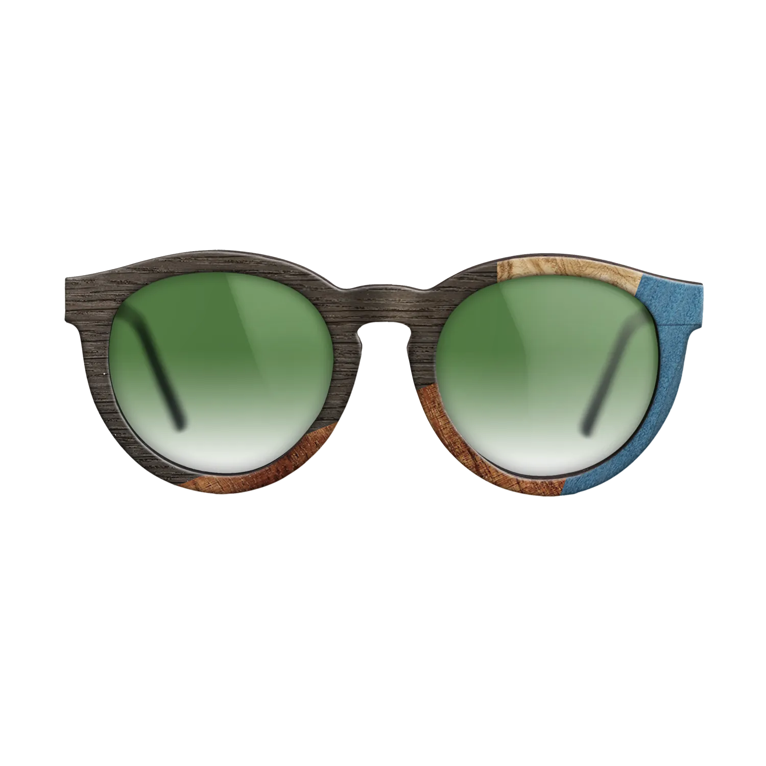 Fumed Oak,Olive Burl,Koa,Poplar Dyed: Blue Denim: Geometric - The Rebel - Round - 1005 - SIRIS wood optic