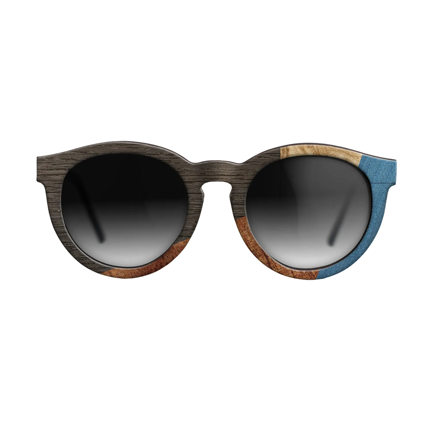 Fumed Oak,Olive Burl,Koa,Poplar Dyed: Blue Denim: Geometric - The Rebel - Round - 1005 - SIRIS wood optic