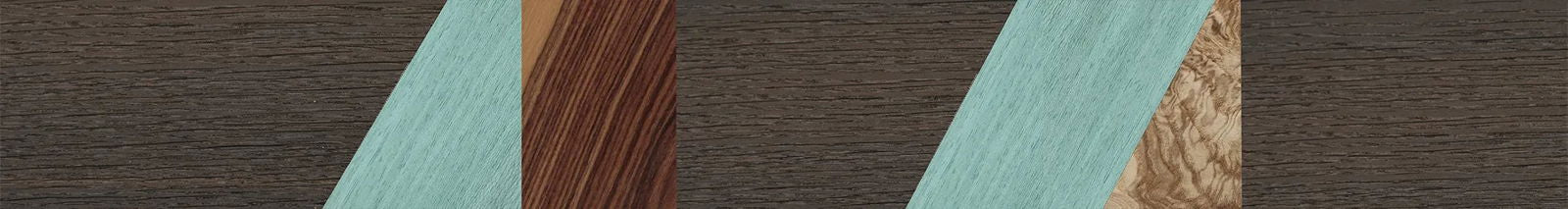 Fumed Oak,Poplar Dyed: Baby Blue,Olive Burl,Kingwood: Angle Cut - The Hero - Square - 1224 - SIRIS wood optic