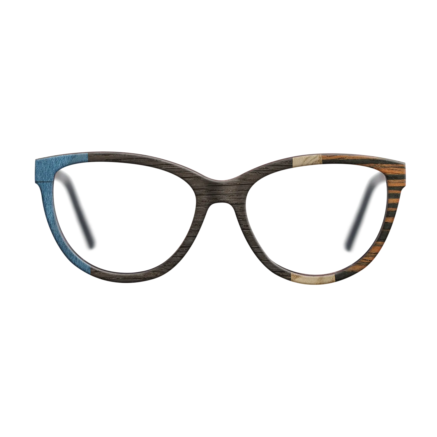 Fumed Oak,Poplar Dyed: Blue Denim,Olive Burl,Italian Ebony: Angle Cut - The Maiden - Cat - 1998 - SIRIS wood optic