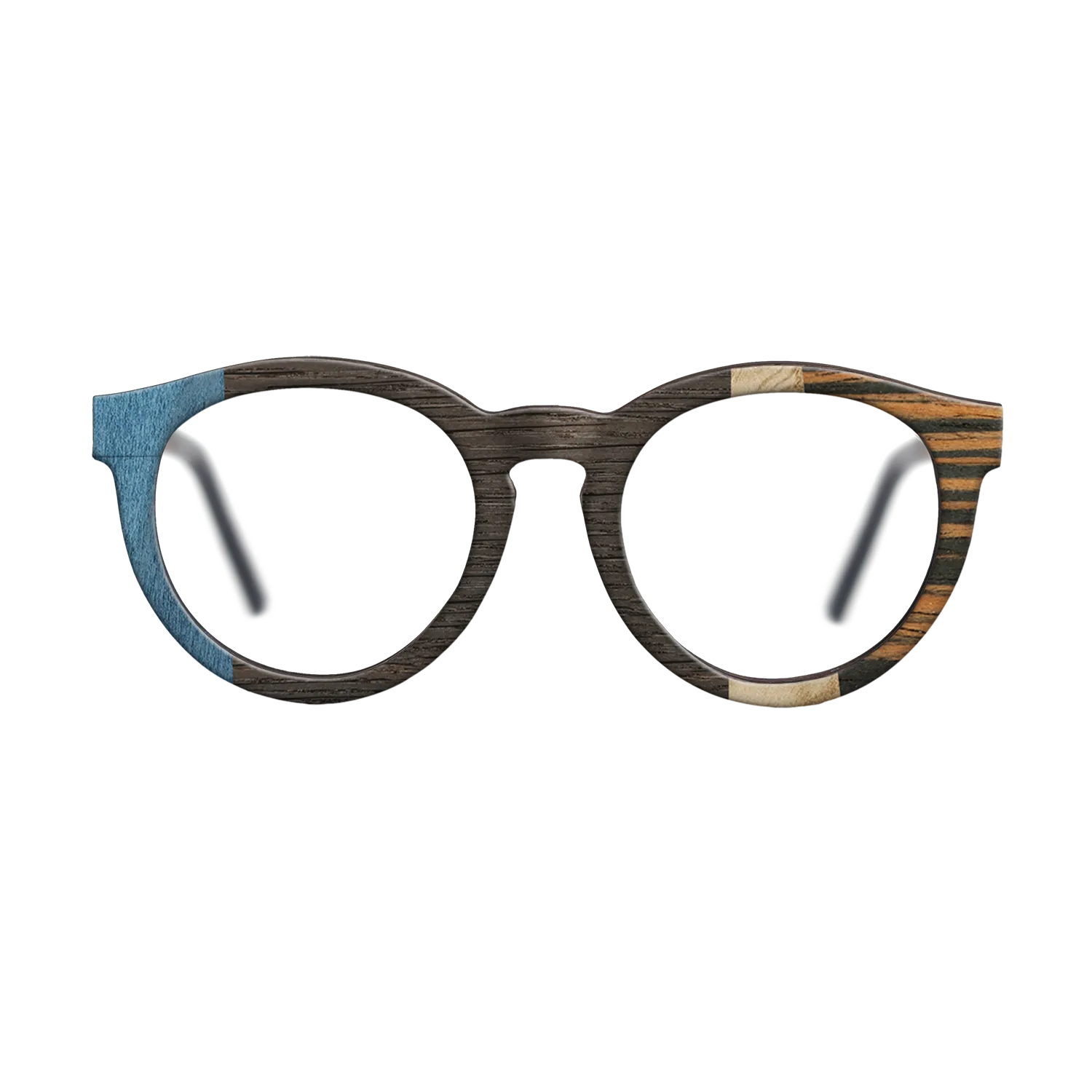 Fumed Oak,Poplar Dyed: Blue Denim,Olive Burl,Italian Ebony: Angle Cut - The Rebel - Round - 1998 - SIRIS wood optic