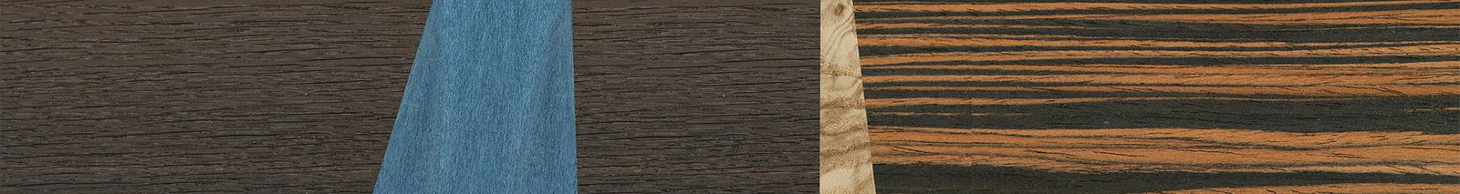 Fumed Oak,Poplar Dyed: Blue Denim,Olive Burl,Italian Ebony: Angle Cut - The Rebel - Round - 1998 - SIRIS wood optic