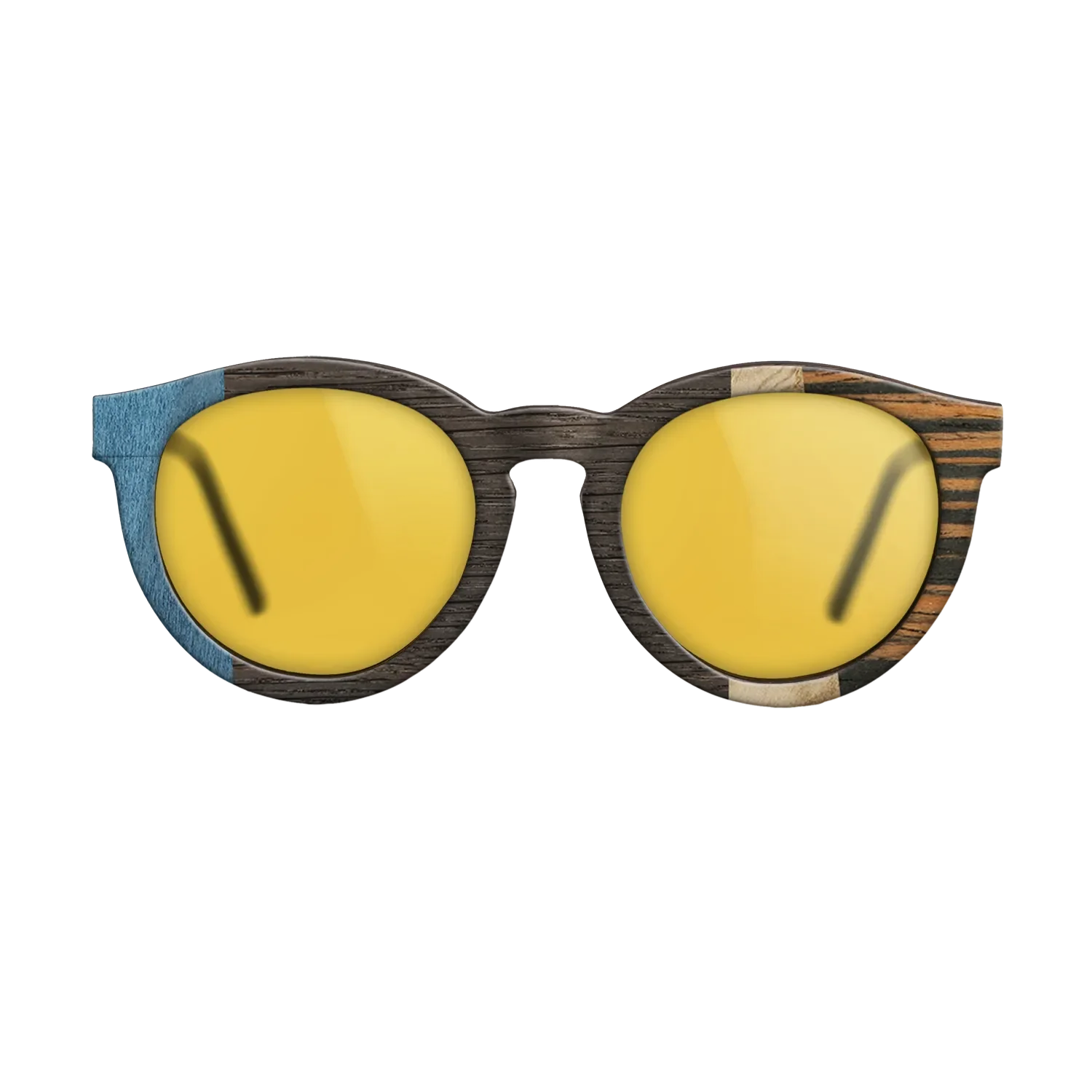 Fumed Oak,Poplar Dyed: Blue Denim,Olive Burl,Italian Ebony: Angle Cut - The Rebel - Round - 1998 - SIRIS wood optic