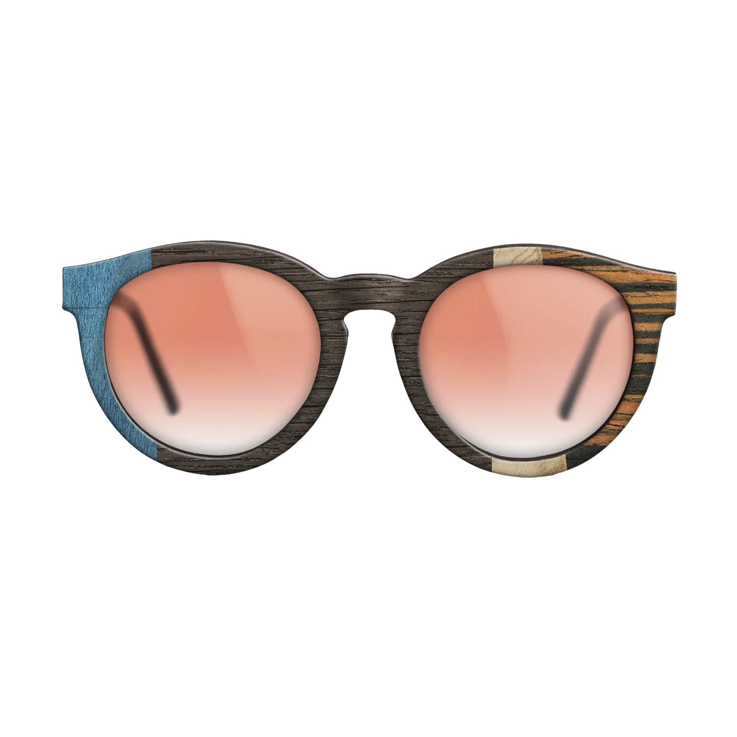 Fumed Oak,Poplar Dyed: Blue Denim,Olive Burl,Italian Ebony: Angle Cut - The Rebel - Round - 1998 - SIRIS wood optic