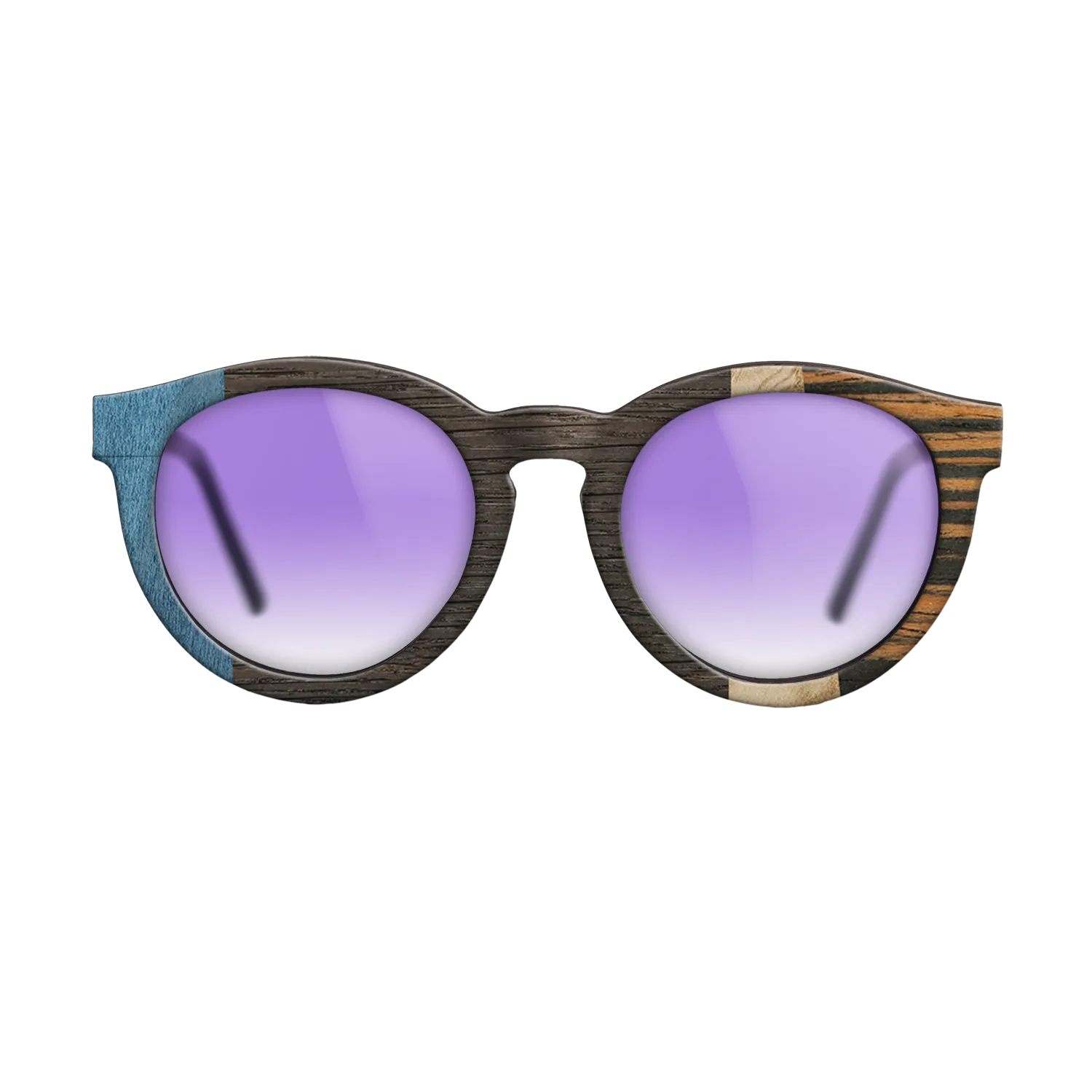 Fumed Oak,Poplar Dyed: Blue Denim,Olive Burl,Italian Ebony: Angle Cut - The Rebel - Round - 1998 - SIRIS wood optic