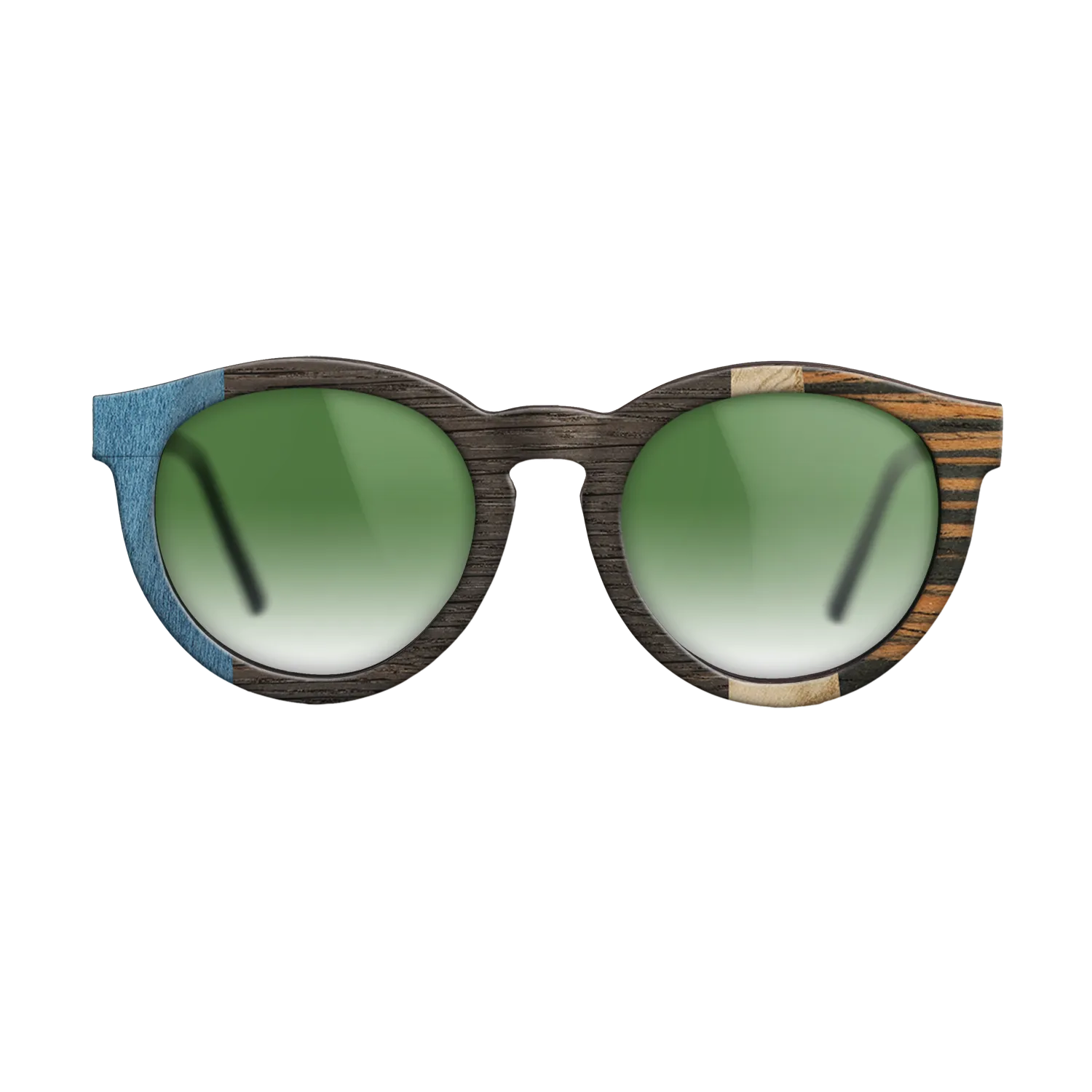 Fumed Oak,Poplar Dyed: Blue Denim,Olive Burl,Italian Ebony: Angle Cut - The Rebel - Round - 1998 - SIRIS wood optic