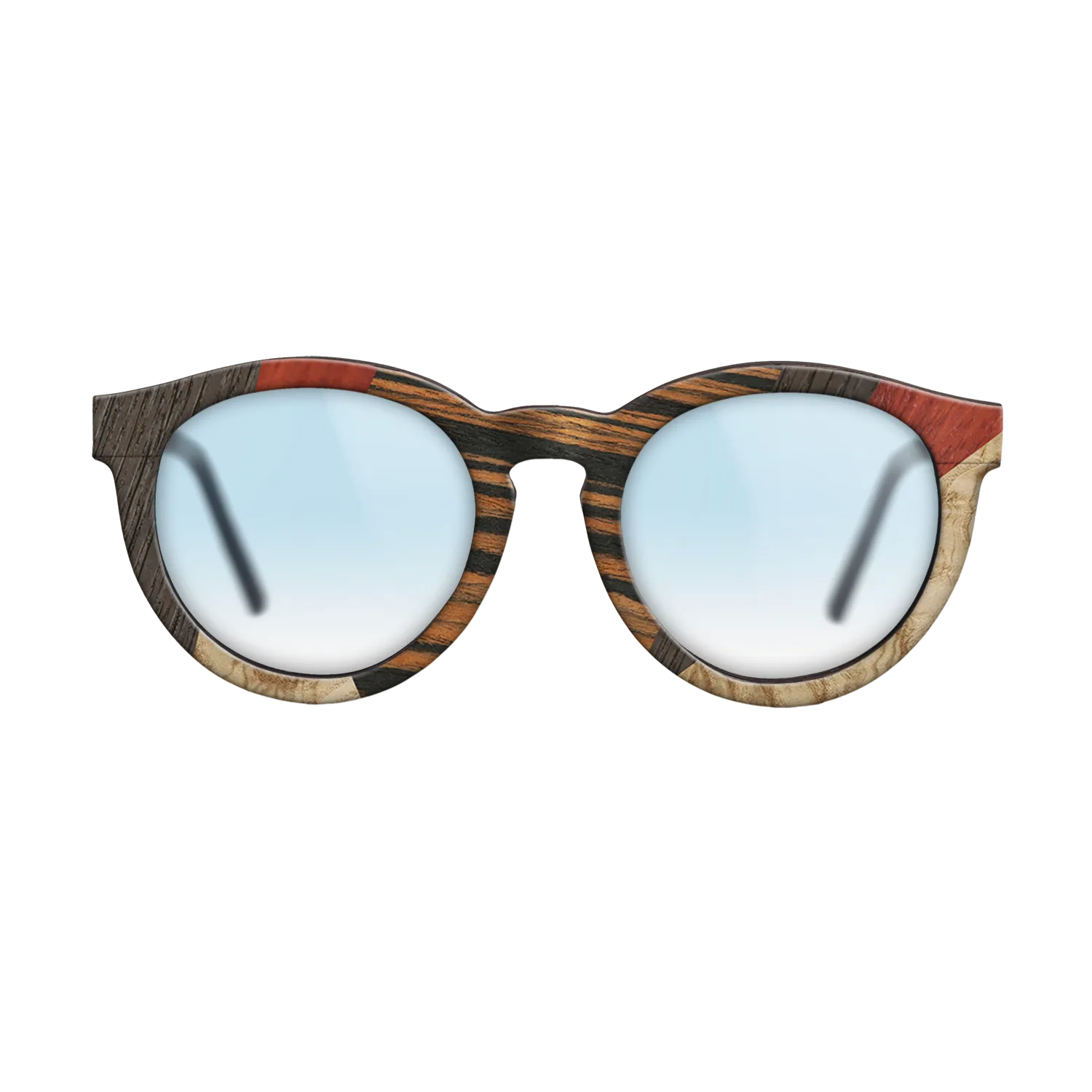 Fumed Oak,Poplar Dyed: Grey,Italian Ebony,Poplar Dyed: Red,Olive Burl: Mosaic - The Rebel - Round - 1014 - SIRIS wood optic