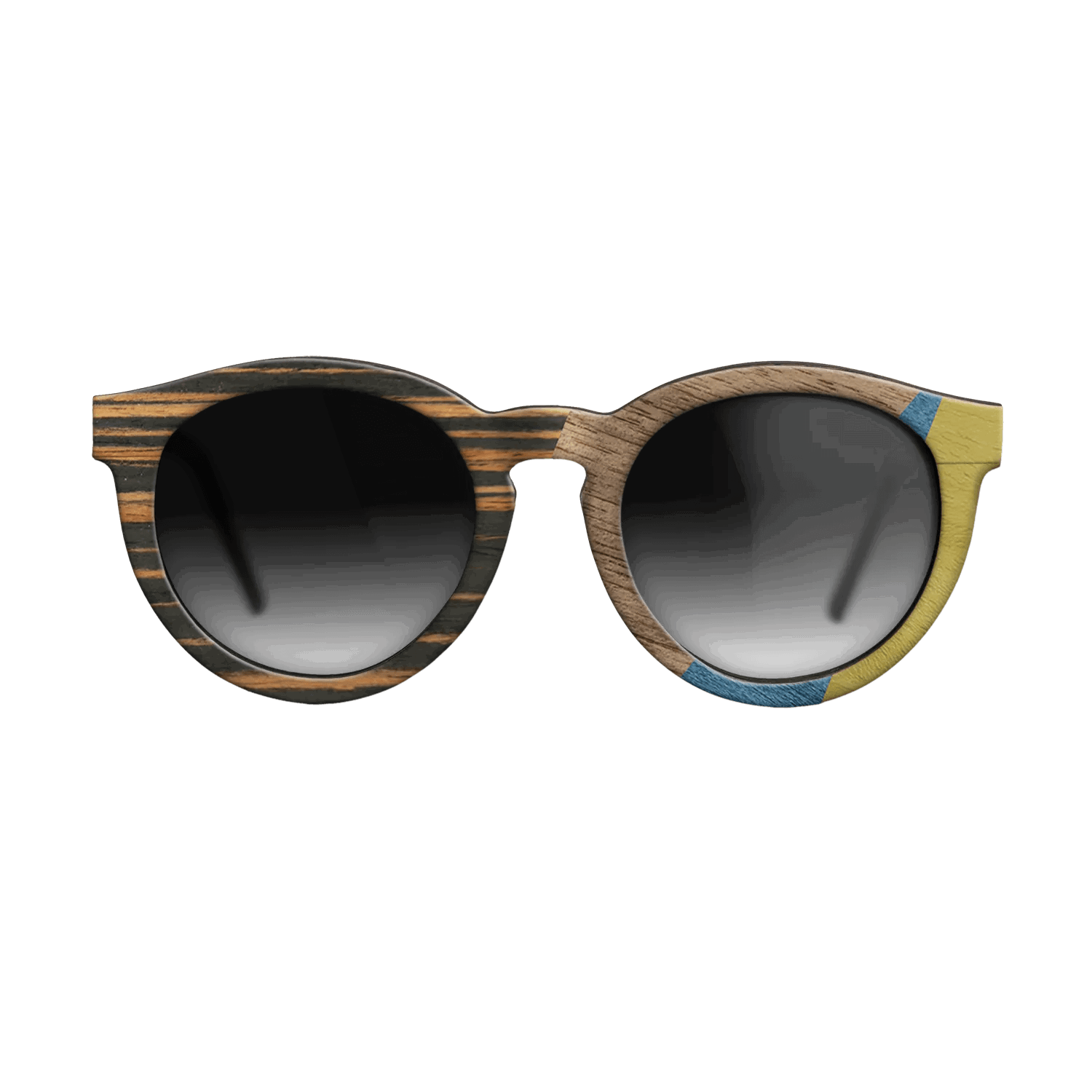 Fumed Oak,Walnut: Straight Grain,Italian Ebony,Poplar Dyed: Yellow,Poplar Dyed: Blue Denim: Angle Cut - The Rebel - Round - SIRIS wood optic