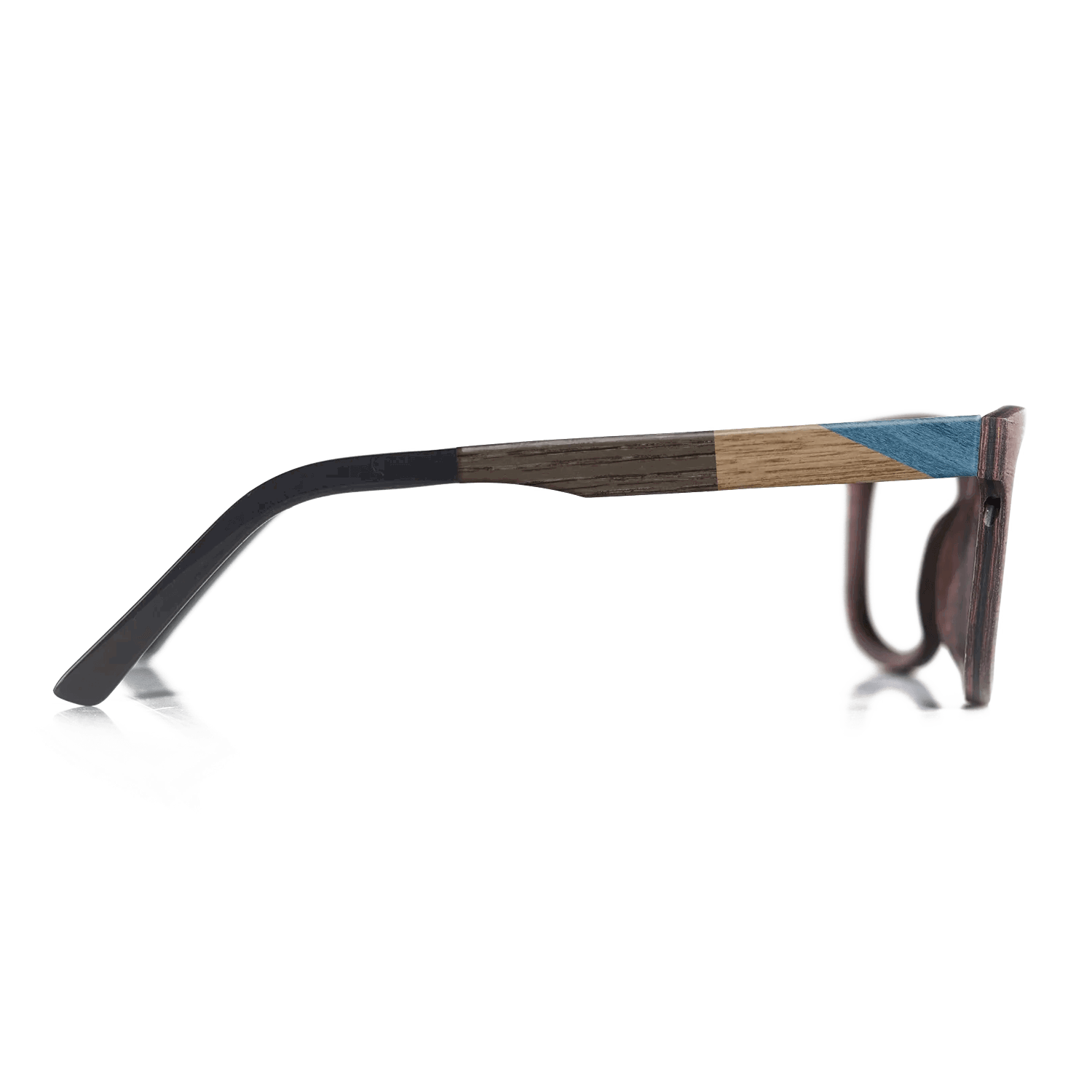 Fumed Oak,Walnut: Straight Grain,Poplar Dyed: Blue Denim,Ziricote Dark Quartered: Wedge - The Rebel - Round - 1976 - SIRIS wood optic