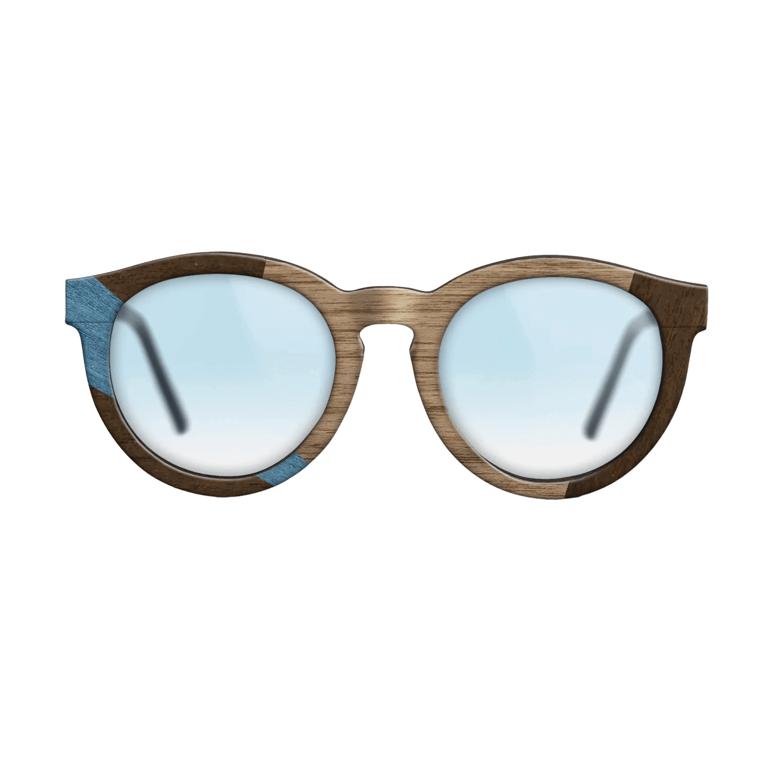 Fumed Oak,Walnut: Straight Grain,Poplar Dyed: Blue Denim,Ziricote Dark Quartered: Wedge - The Rebel - Round - 1976 - SIRIS wood optic