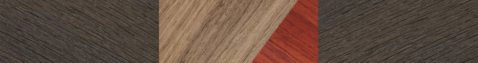 Fumed Oak,Walnut: Straight Grain,Poplar Dyed: Red: Angle Cut - The Maiden - Cat - 2019 - SIRIS wood optic