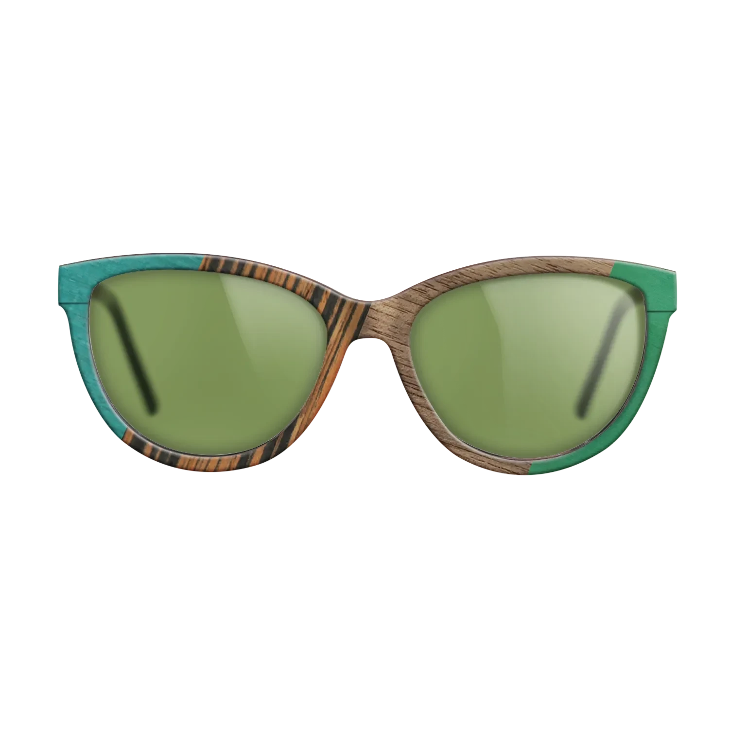 Fumed Oak,Walnut: Straight Grain,Poplar Dyed: Turquoise,Italian Ebony,Poplar Dyed: Green: Angle Cut - The Maiden - Cat - SIRIS wood optic