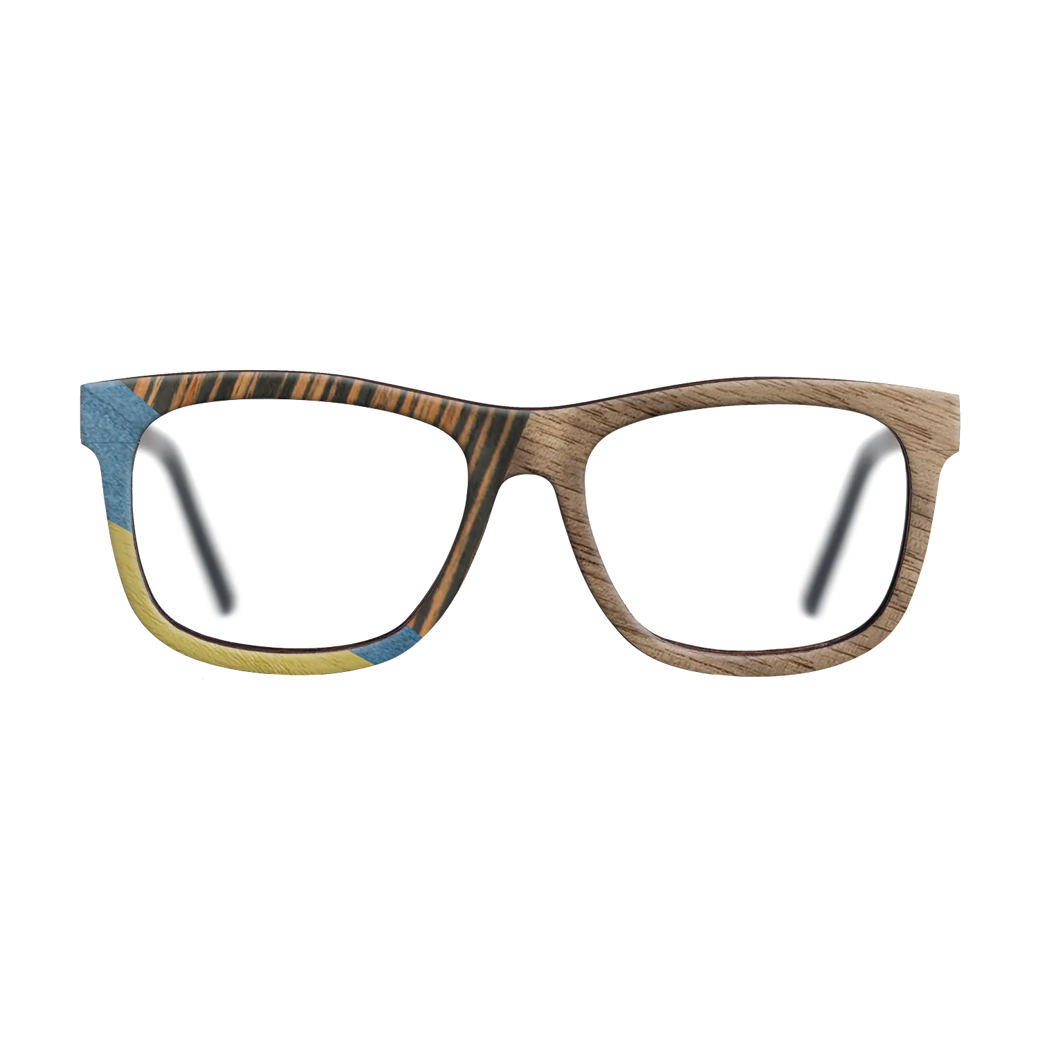 Fumed Oak,Walnut: Straight Grain,Poplar Dyed: Yellow,Poplar Dyed: Blue Denim,Italian Ebony: Mosaic - The Hero - Square - SIRIS wood optic