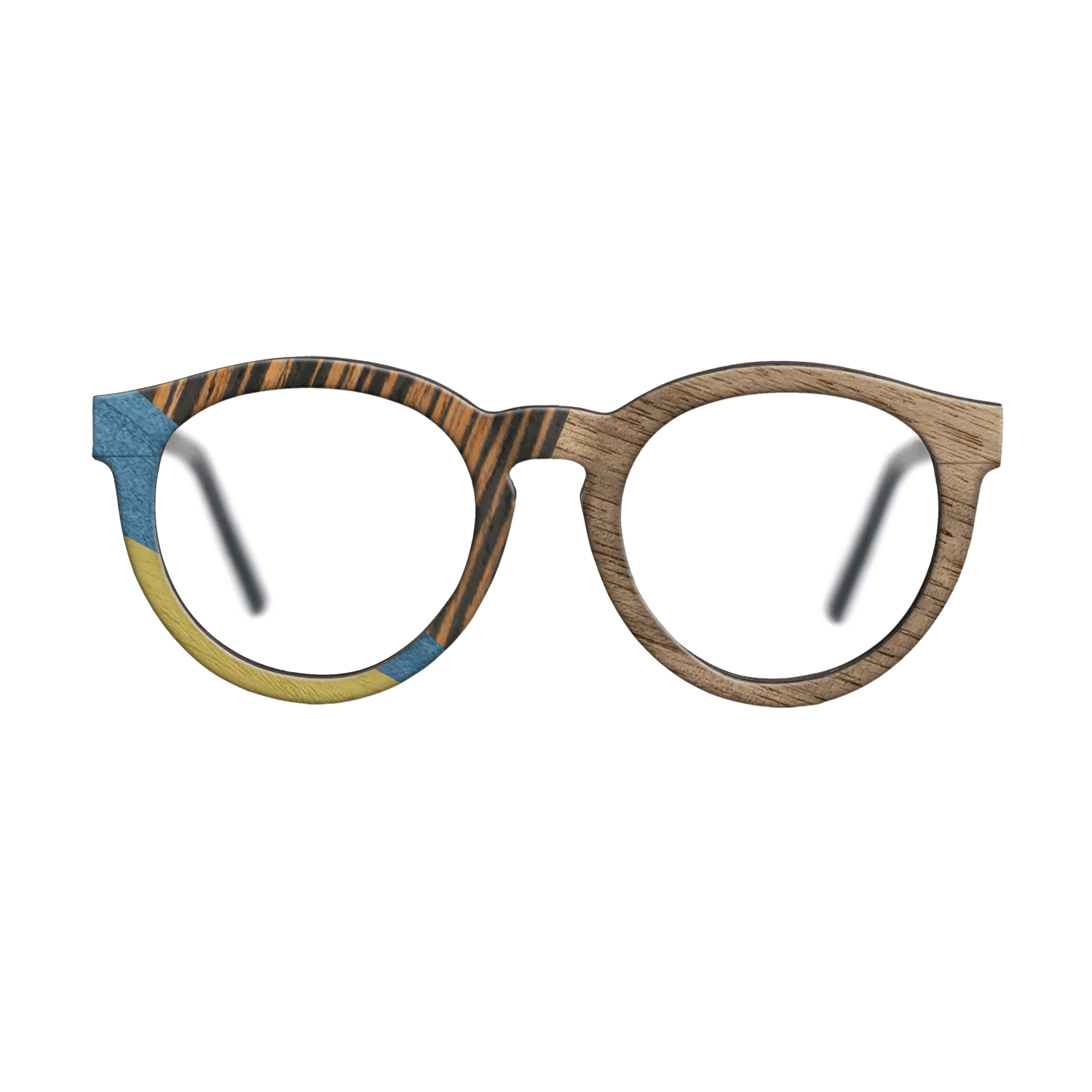 Fumed Oak,Walnut: Straight Grain,Poplar Dyed: Yellow,Poplar Dyed: Blue Denim,Italian Ebony: Mosaic - The Rebel - Round - SIRIS wood optic
