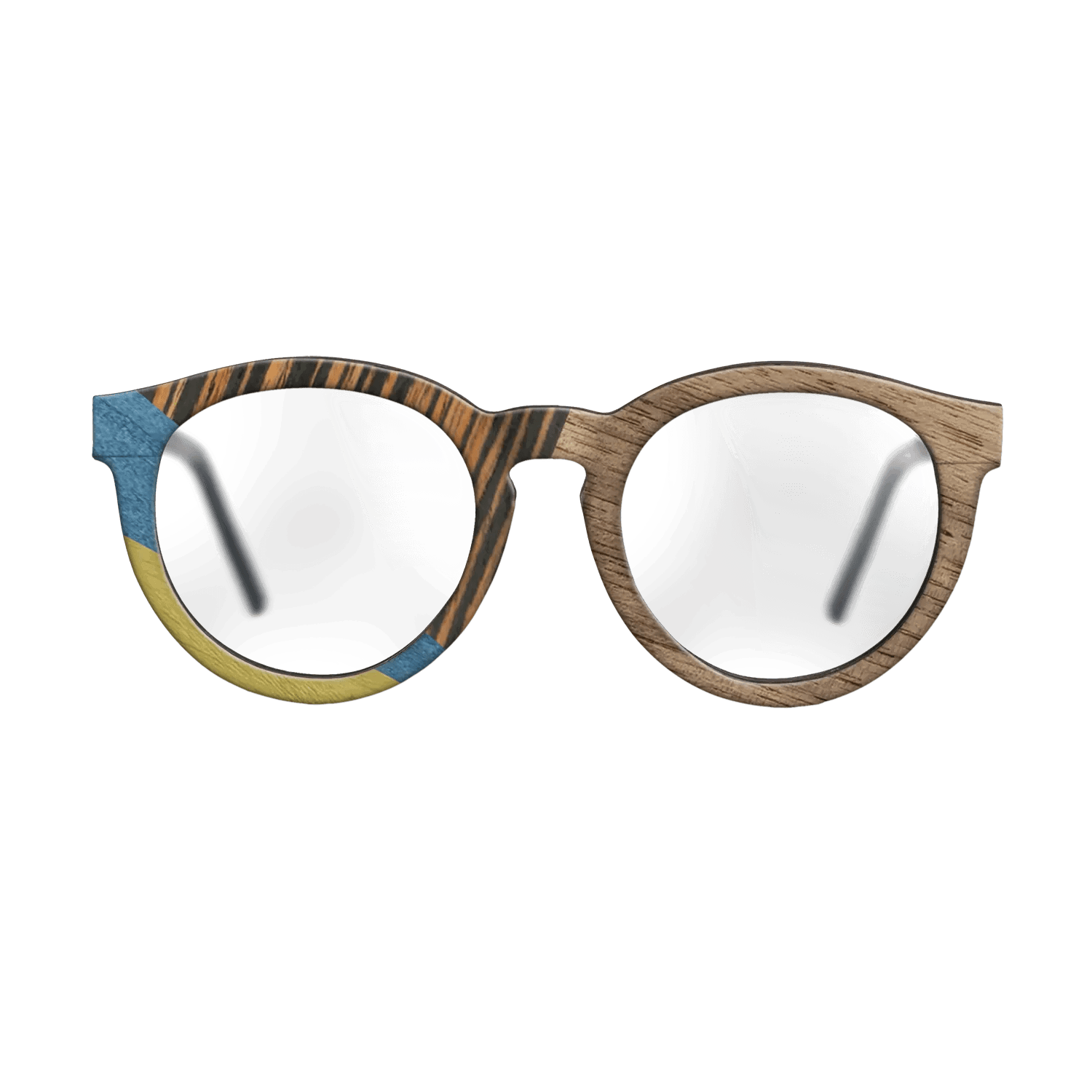 Fumed Oak,Walnut: Straight Grain,Poplar Dyed: Yellow,Poplar Dyed: Blue Denim,Italian Ebony: Mosaic - The Rebel - Round - SIRIS wood optic