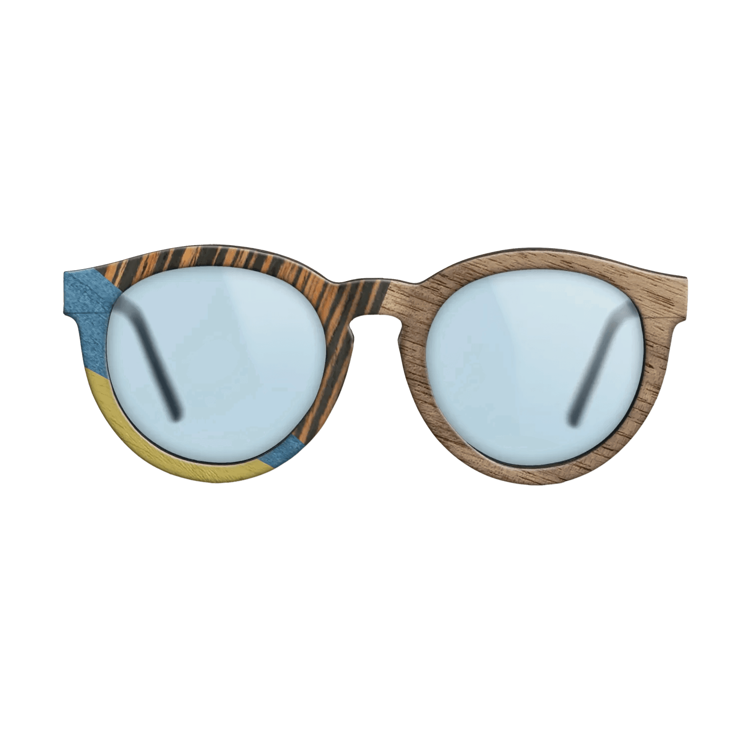 Fumed Oak,Walnut: Straight Grain,Poplar Dyed: Yellow,Poplar Dyed: Blue Denim,Italian Ebony: Mosaic - The Rebel - Round - SIRIS wood optic