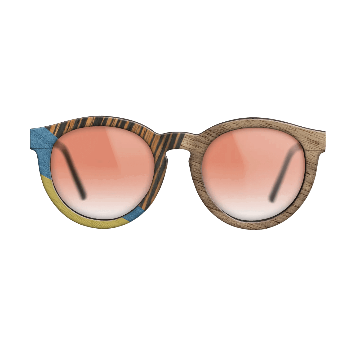 Fumed Oak,Walnut: Straight Grain,Poplar Dyed: Yellow,Poplar Dyed: Blue Denim,Italian Ebony: Mosaic - The Rebel - Round - SIRIS wood optic