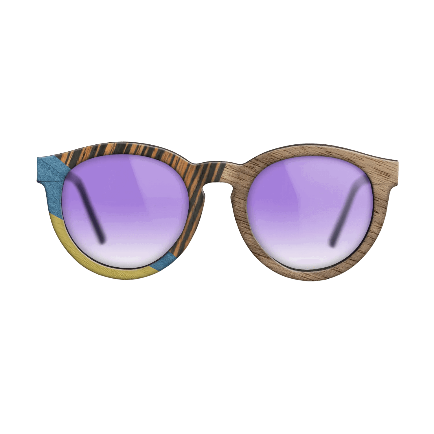 Fumed Oak,Walnut: Straight Grain,Poplar Dyed: Yellow,Poplar Dyed: Blue Denim,Italian Ebony: Mosaic - The Rebel - Round - SIRIS wood optic