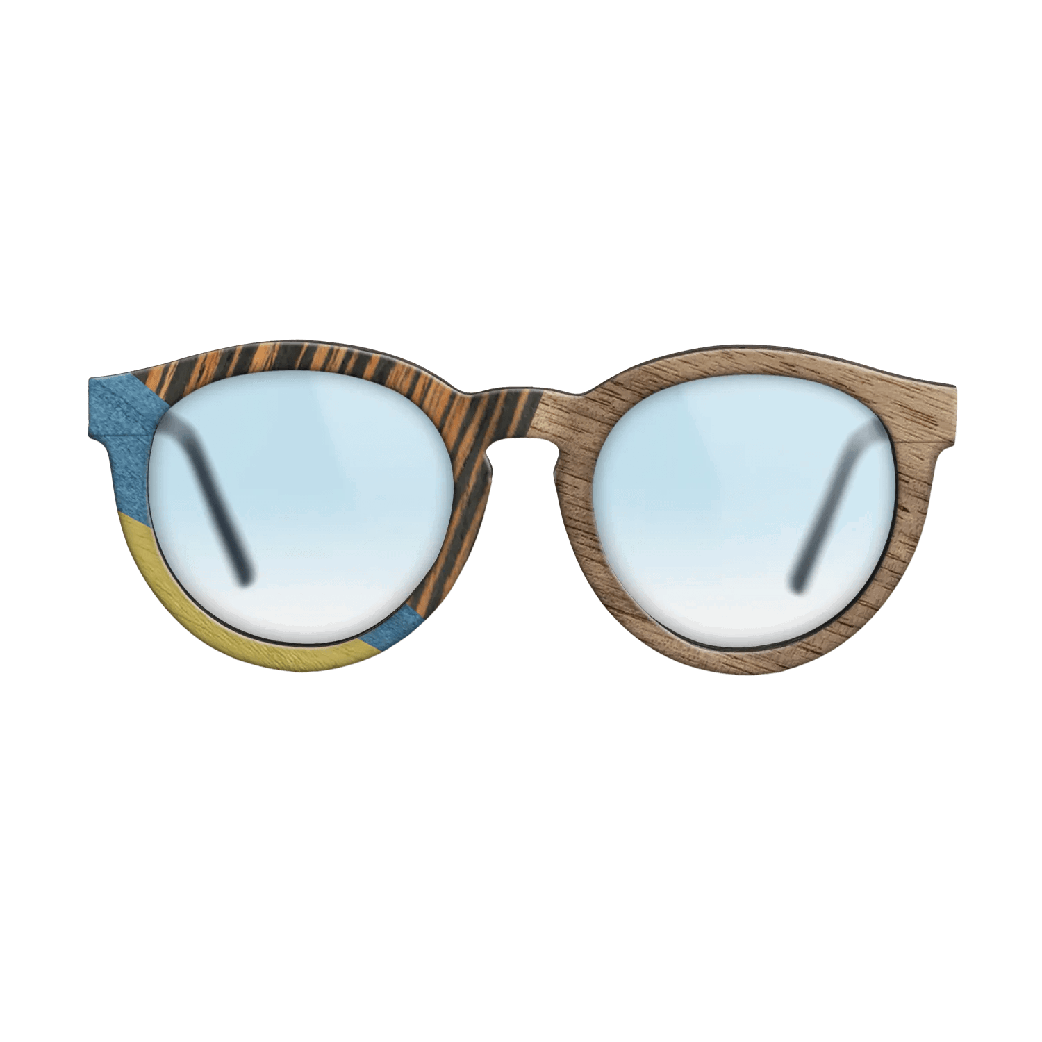 Fumed Oak,Walnut: Straight Grain,Poplar Dyed: Yellow,Poplar Dyed: Blue Denim,Italian Ebony: Mosaic - The Rebel - Round - SIRIS wood optic