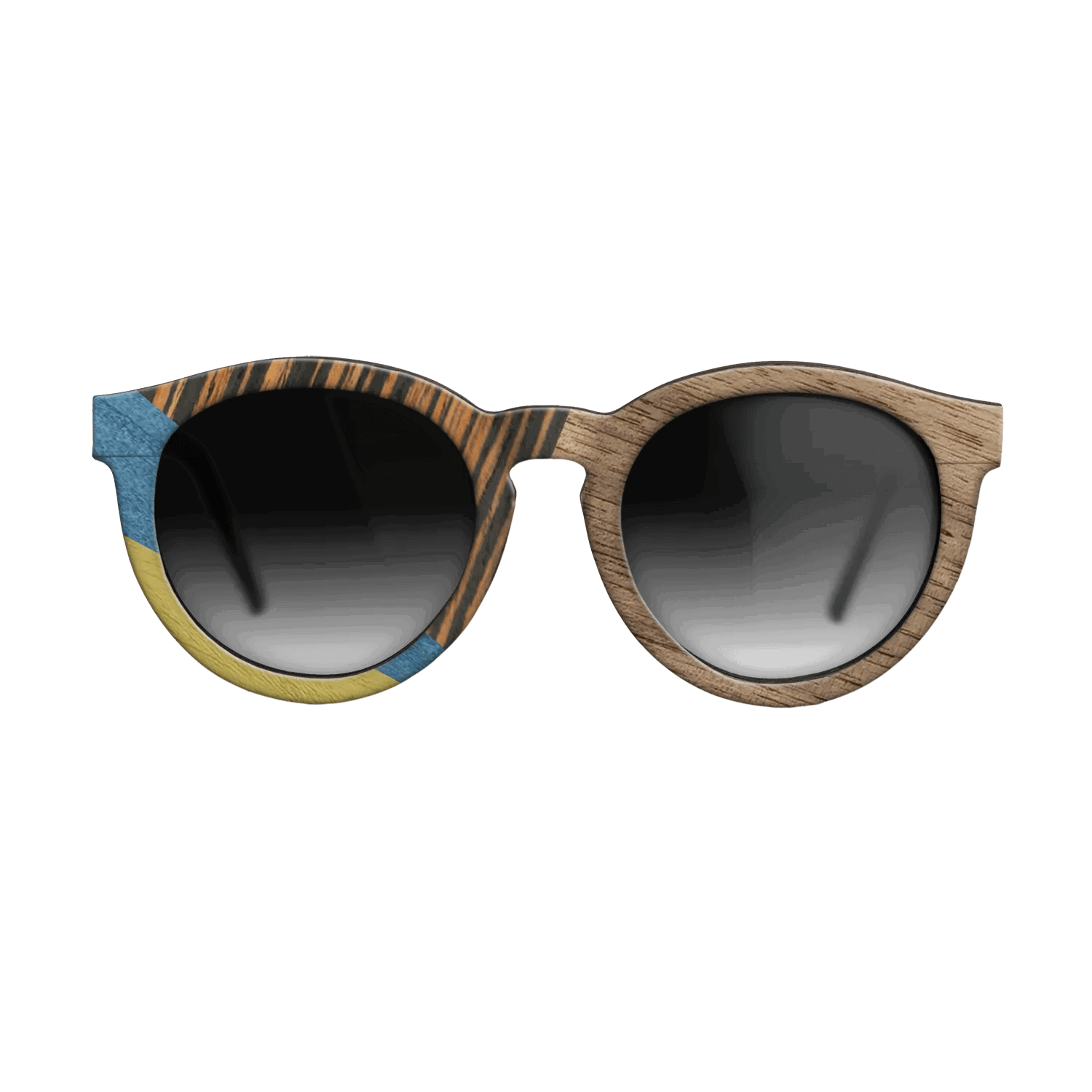 Fumed Oak,Walnut: Straight Grain,Poplar Dyed: Yellow,Poplar Dyed: Blue Denim,Italian Ebony: Mosaic - The Rebel - Round - SIRIS wood optic