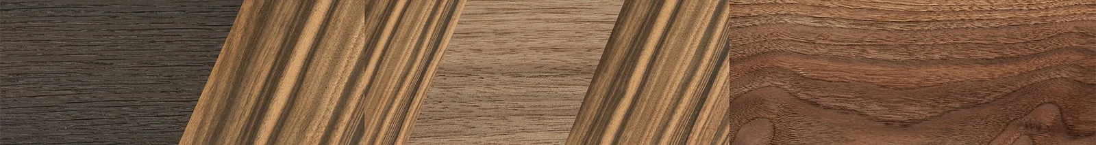 Fumed Oak,Walnut: Straight Grain,Walnut Claro Light,Zebrawood Reconstituted: Angle Cut - The Rebel - Round - 1341 - SIRIS wood optic