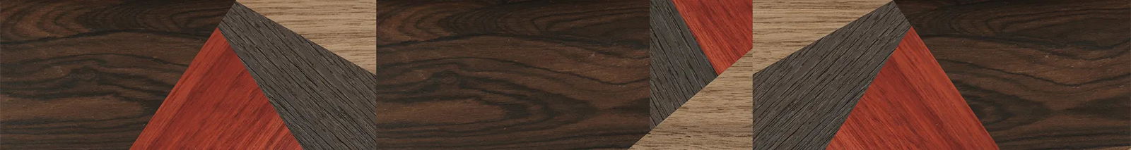 Fumed Oak,Walnut: Straight Grain,Ziricote Dark Quartered,Poplar Dyed: Red: Mosaic - The Hero - Square - 729 - SIRIS wood optic
