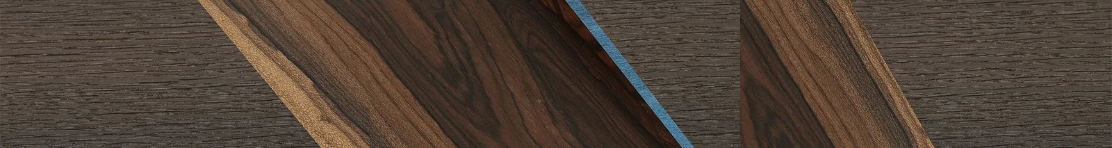 Fumed Oak,Ziricote Dark Quartered,Poplar Dyed: Blue Denim,Royal White Ebony: Angle Cut - The Hero - Square - 740 - SIRIS wood optic