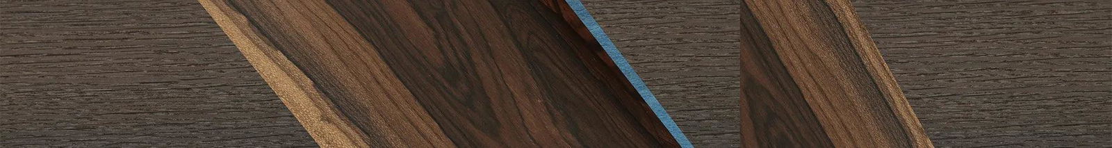 Fumed Oak,Ziricote Dark Quartered,Poplar Dyed: Blue Denim,Royal White Ebony: Angle Cut - The Sage - Rectangle - 740 - SIRIS wood optic