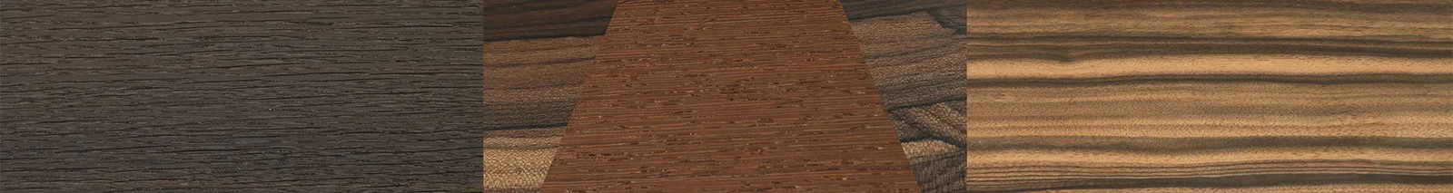 Fumed Oak,Ziricote Light Quartered,Louro Preto,Wenge: Angle Cut - The Hero - Square - 1210 - SIRIS wood optic