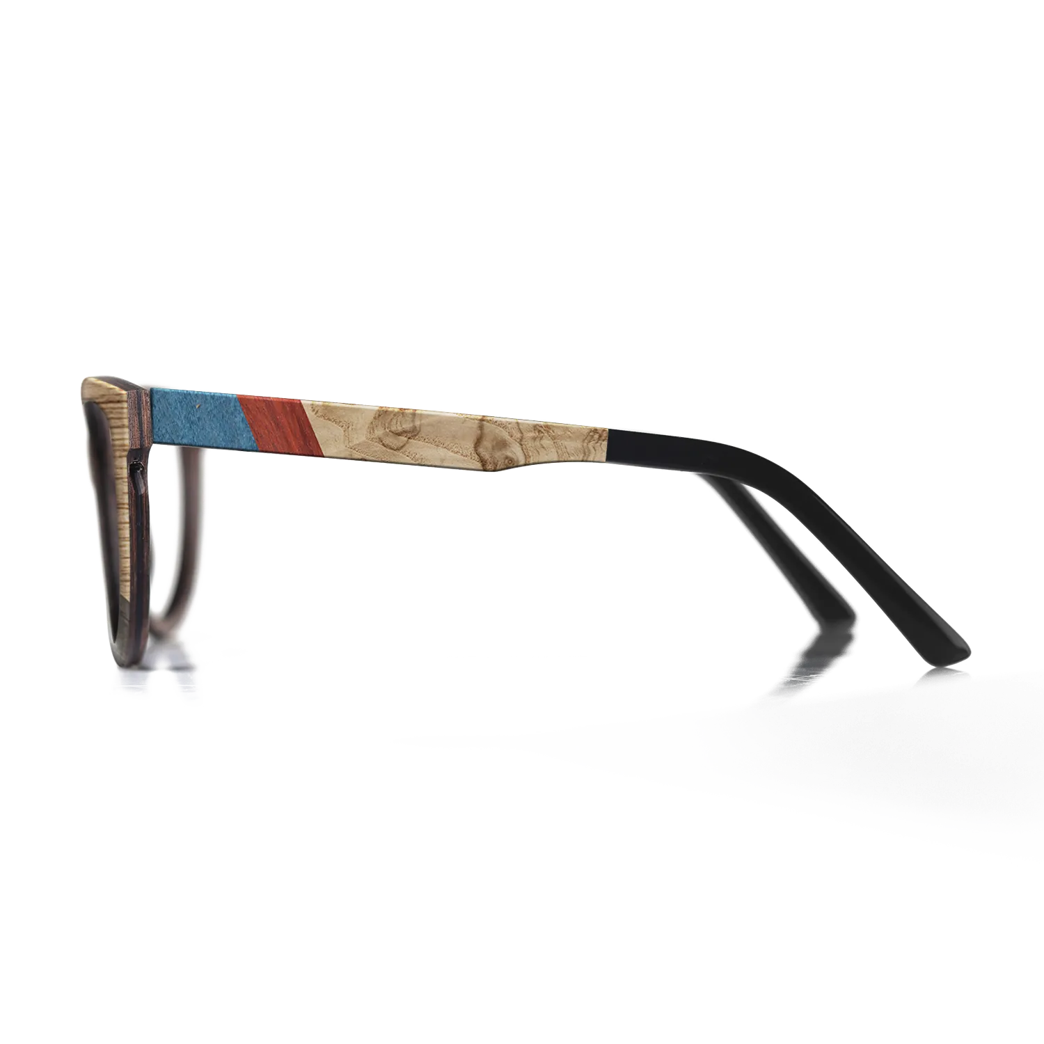 Italian Ebony,Fumed Oak,Walnut: Straight Grain,Poplar Dyed: Red,Poplar Dyed: Blue Denim,Olive Burl: Geometric - The Rebel - Round - 1166 - SIRIS wood optic