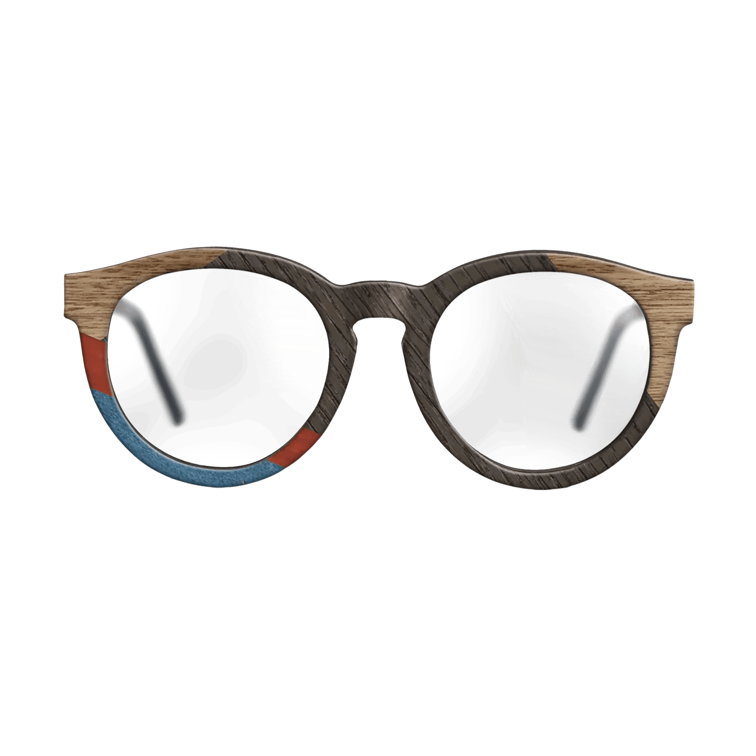 Italian Ebony,Fumed Oak,Walnut: Straight Grain,Poplar Dyed: Red,Poplar Dyed: Blue Denim,Olive Burl: Geometric - The Rebel - Round - 1166 - SIRIS wood optic