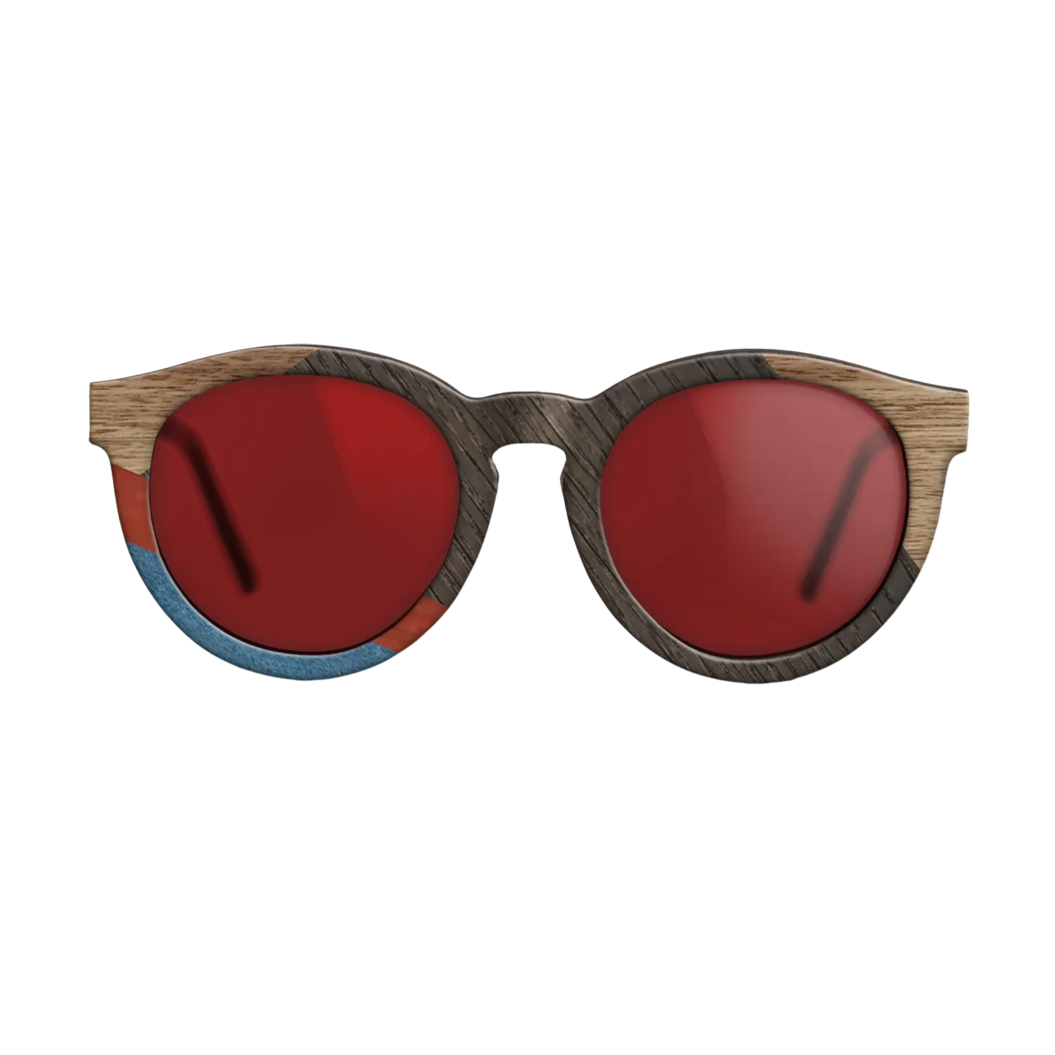 Italian Ebony,Fumed Oak,Walnut: Straight Grain,Poplar Dyed: Red,Poplar Dyed: Blue Denim,Olive Burl: Geometric - The Rebel - Round - 1166 - SIRIS wood optic