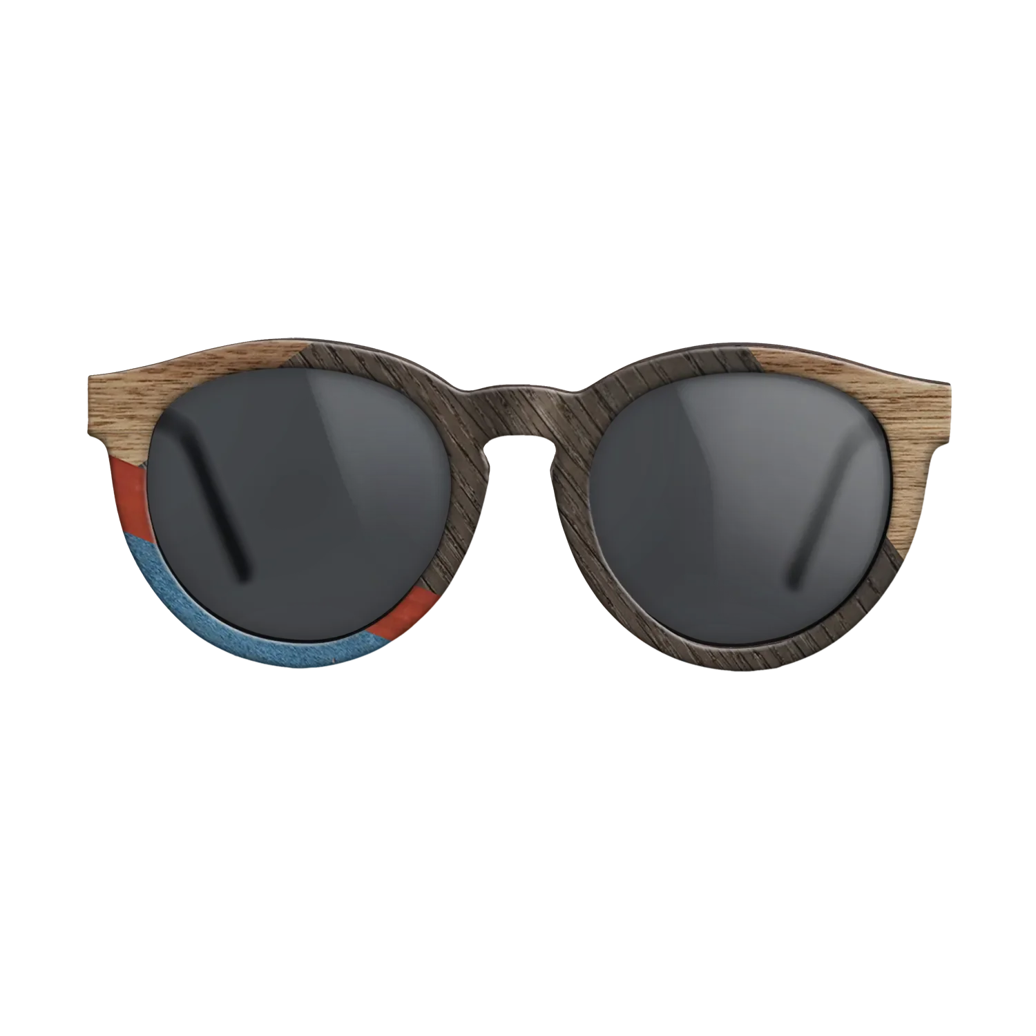 Italian Ebony,Fumed Oak,Walnut: Straight Grain,Poplar Dyed: Red,Poplar Dyed: Blue Denim,Olive Burl: Geometric - The Rebel - Round - 1166 - SIRIS wood optic