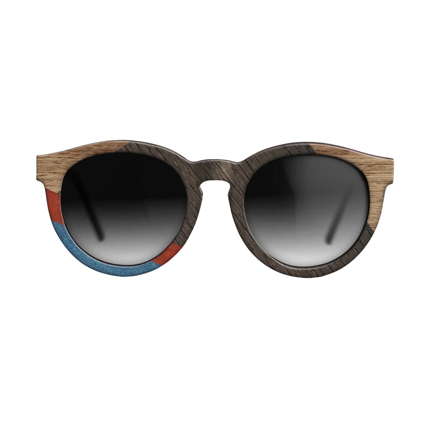 Italian Ebony,Fumed Oak,Walnut: Straight Grain,Poplar Dyed: Red,Poplar Dyed: Blue Denim,Olive Burl: Geometric - The Rebel - Round - 1166 - SIRIS wood optic