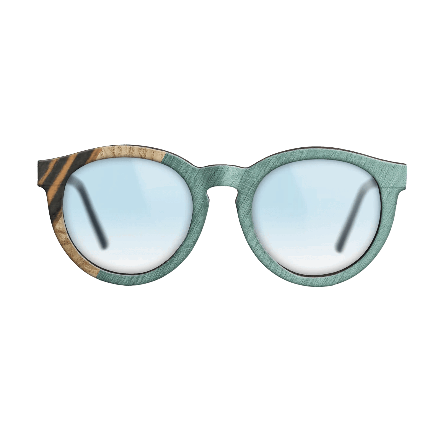 Italian Ebony,Olive Burl,Poplar Dyed: Baby Blue: Angle Cut - The Rebel - Round - 1467 - SIRIS wood optic