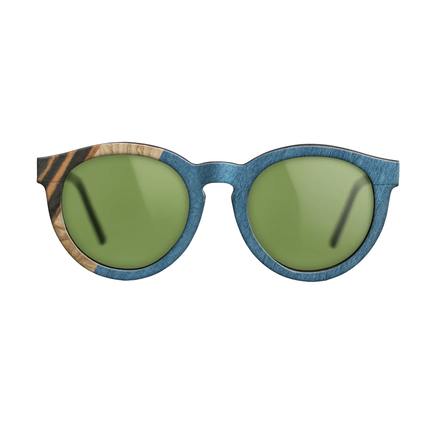 Italian Ebony,Olive Burl,Poplar Dyed: Blue Denim,Fumed Oak: Angle Cut - The Rebel - Round - 1490 - SIRIS wood optic