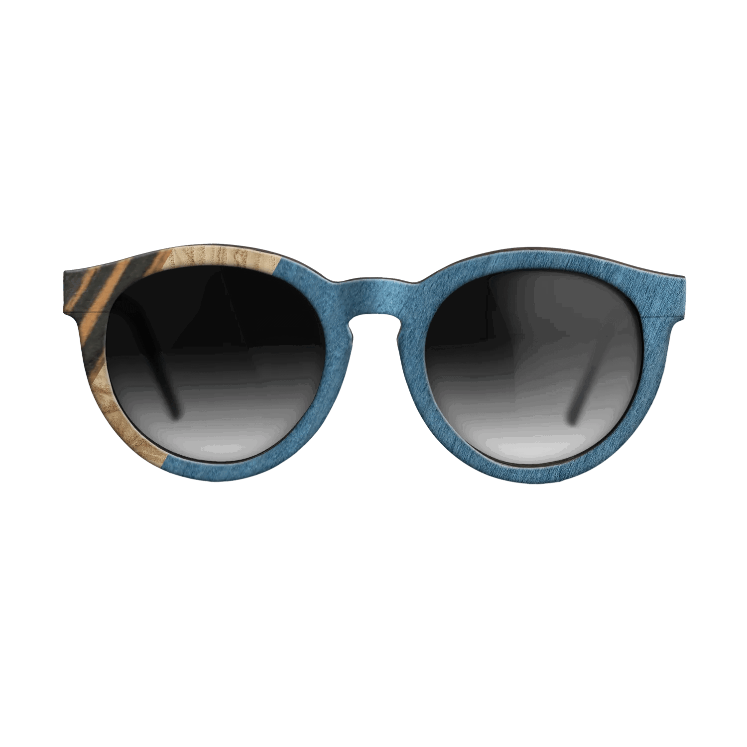 Italian Ebony,Olive Burl,Poplar Dyed: Blue Denim,Fumed Oak: Angle Cut - The Rebel - Round - 1490 - SIRIS wood optic