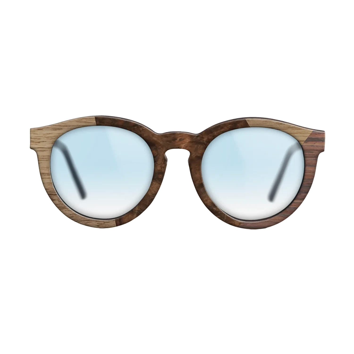 Walnut Burl,Walnut: Straight Grain,Rosewood Reconstituted: Angle Cut - The Rebel - Round - SIRIS wood optic