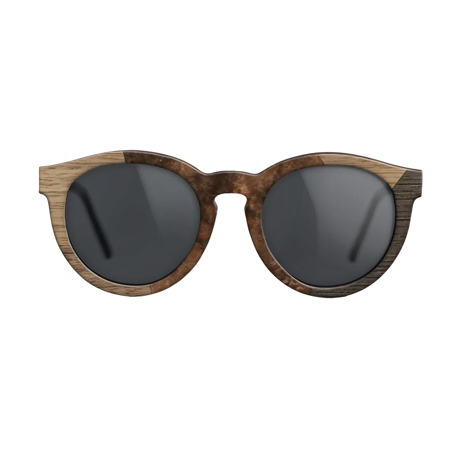 Walnut Burl,Walnut: Straight Grain,Rosewood Reconstituted: Angle Cut - The Rebel - Round - 1683 - SIRIS wood optic