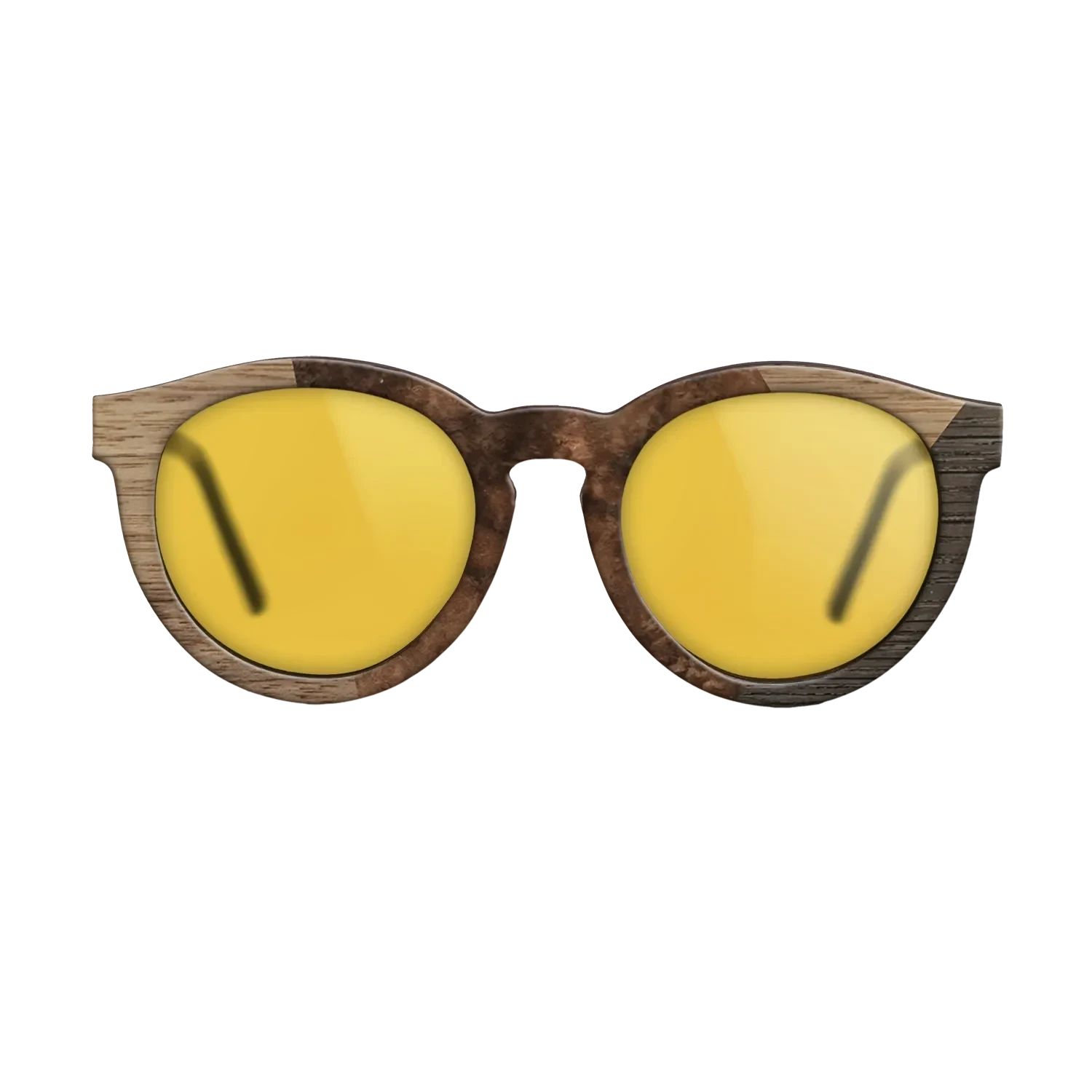 Walnut Burl,Walnut: Straight Grain,Rosewood Reconstituted: Angle Cut - The Rebel - Round - 1683 - SIRIS wood optic