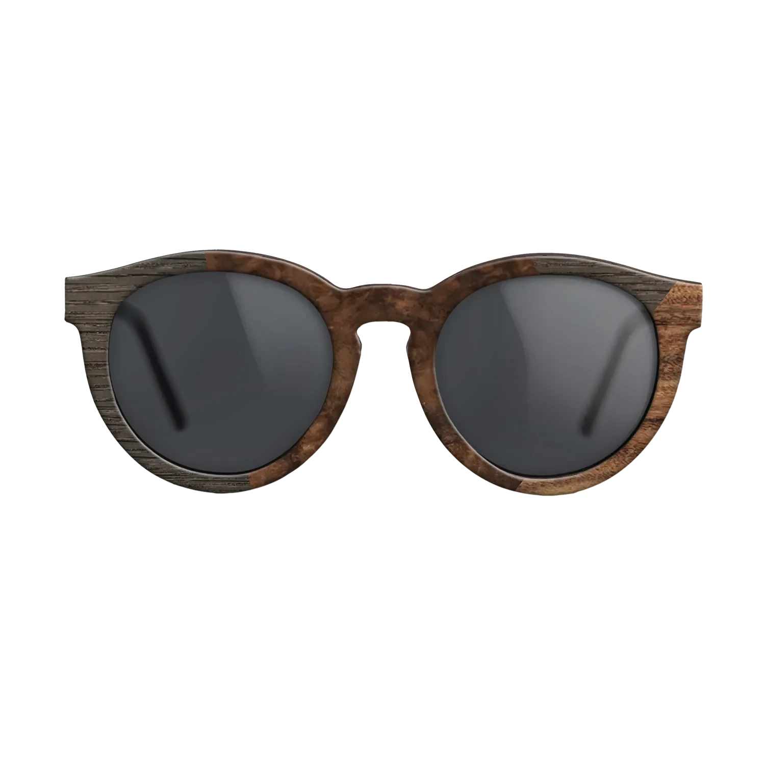 Walnut Burl,Fumed Oak,Santos Rosewood Dark: Angle Cut - The Rebel - Round - SIRIS wood optic