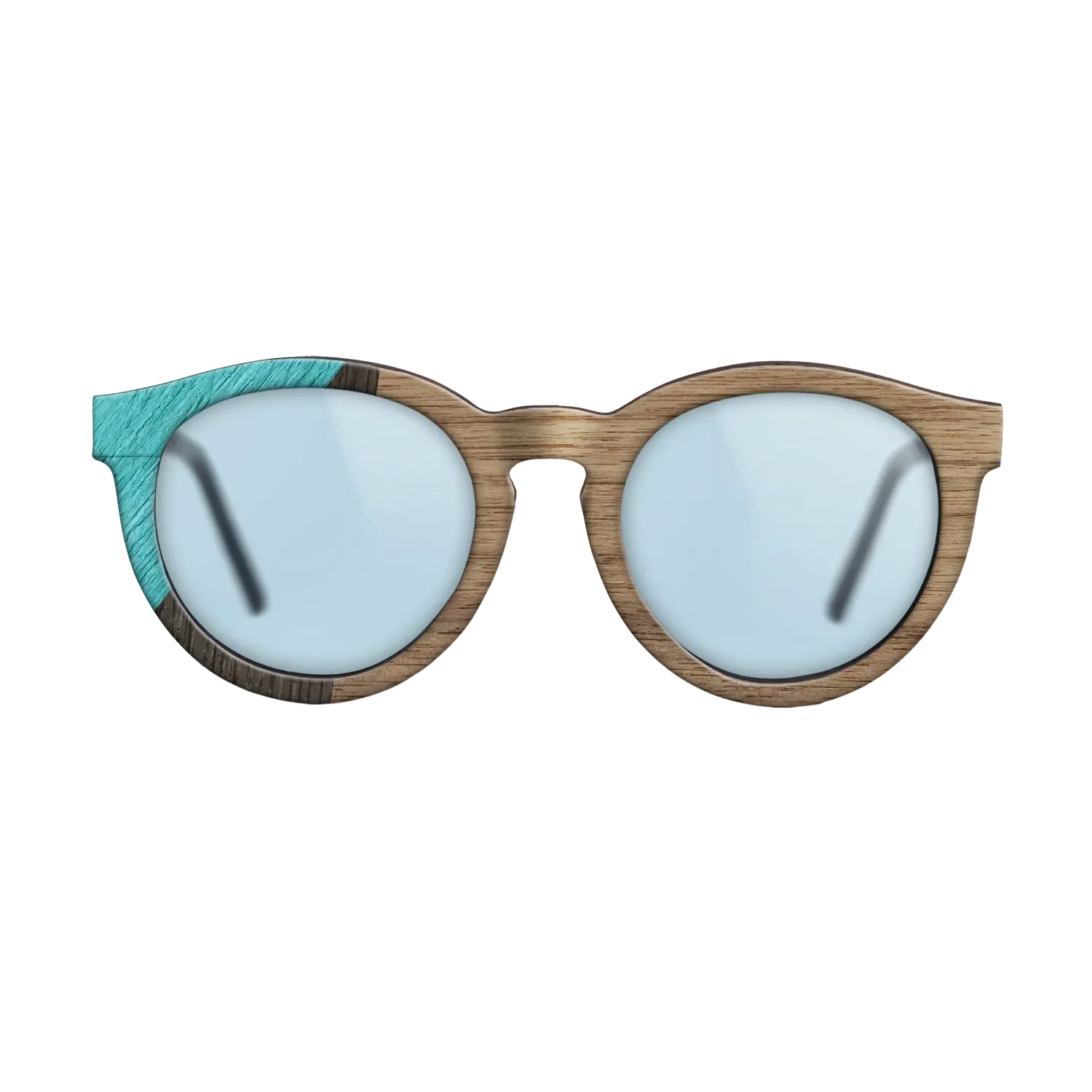 Walnut: Straight Grain,Poplar Dyed: Turquoise,Fumed Oak: Geometric - The Rebel - Round - SIRIS wood optic