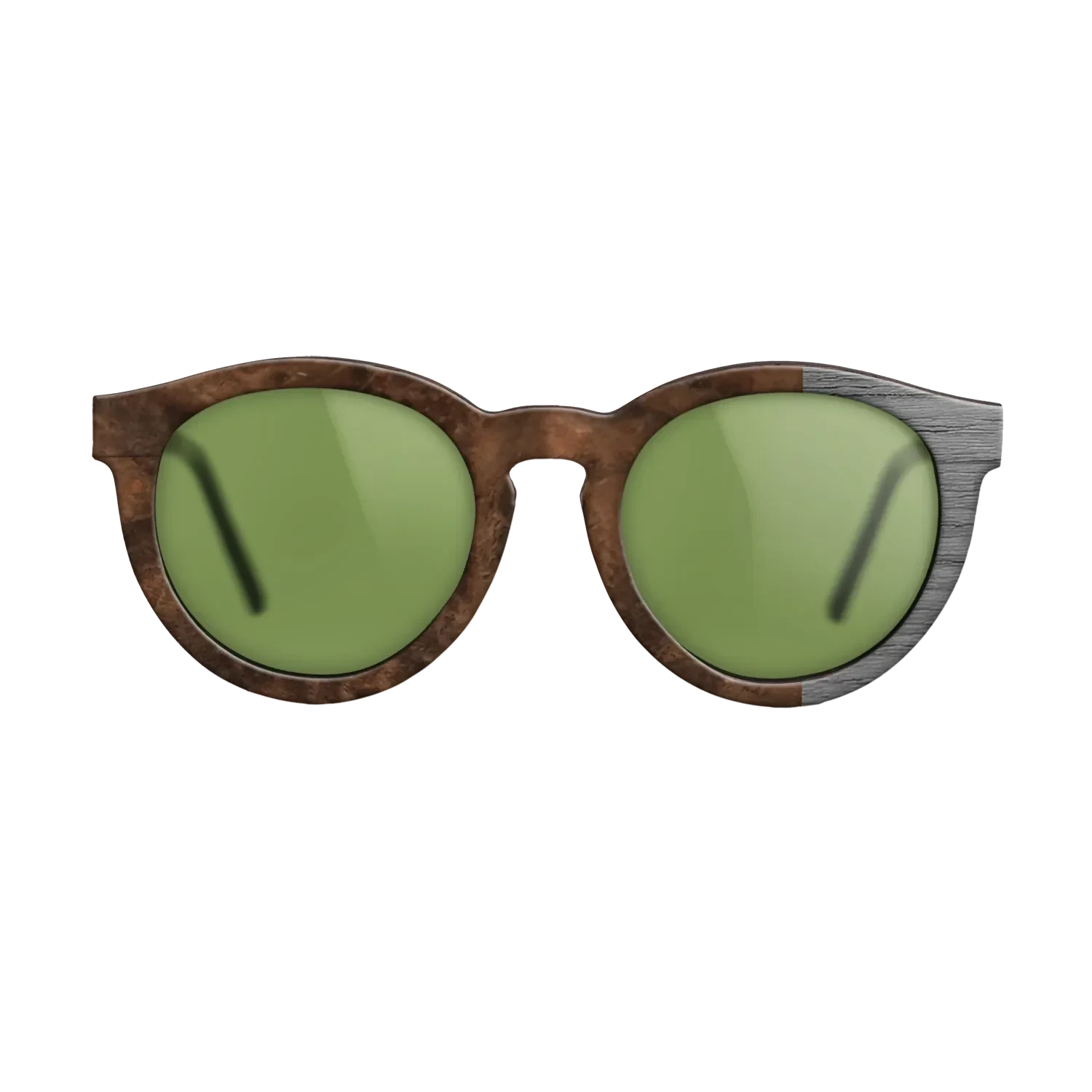 Walnut Burl, Dyed Poplar: Gray: DiCut- The Rebel - Round - SIRIS wood optic